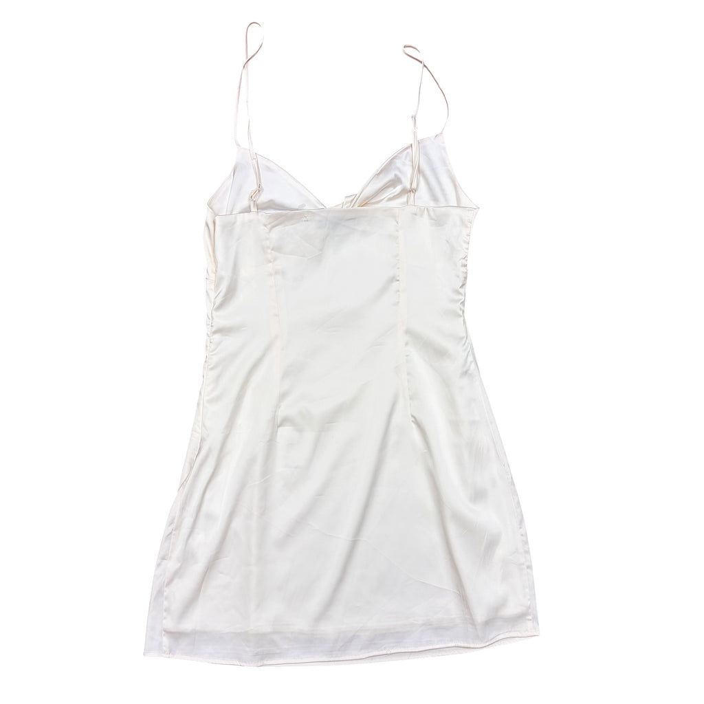 Vintage Women’s Satin Mini Dress Pearl White