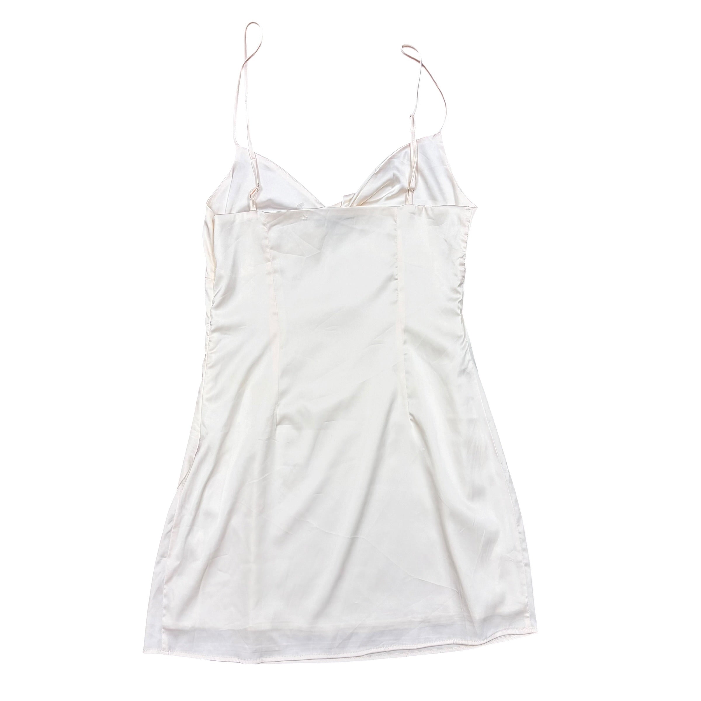 Vintage Women’s Satin Mini Dress Pearl White