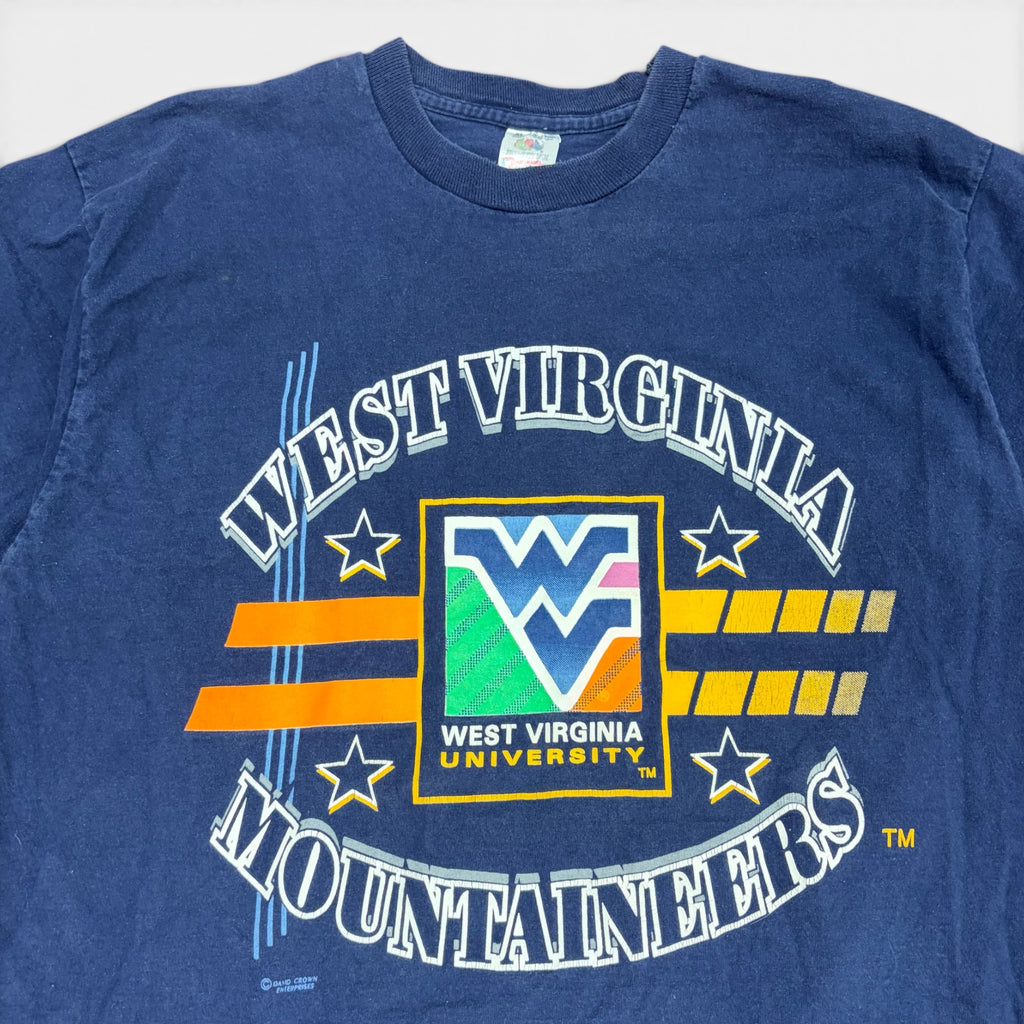 Vintage West Virginia Mountaineers  Logo Tee Navy