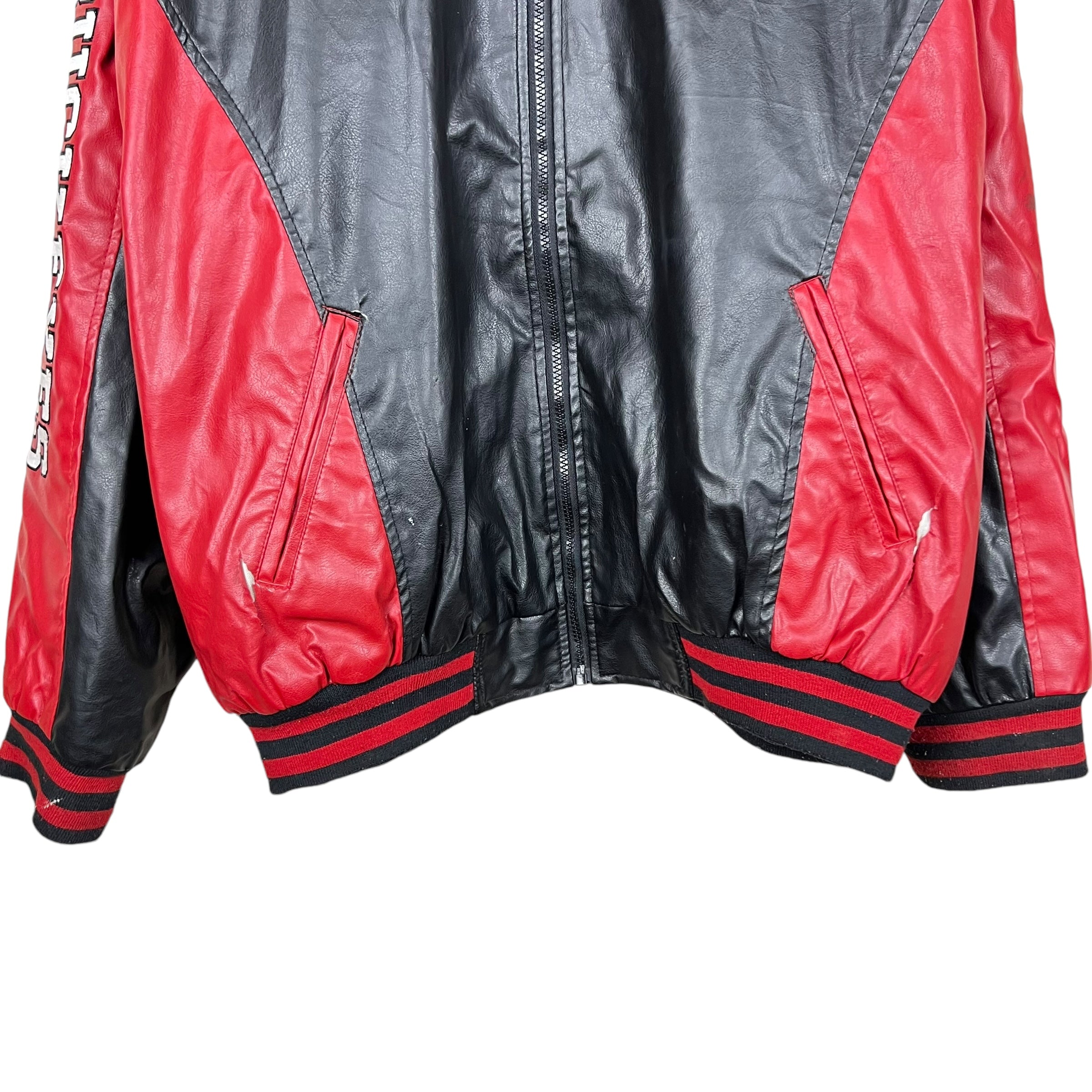 Vintage Steve & Barry’s Ohio State Buckeyes Logo Bomber Leather Jacket Black/Red