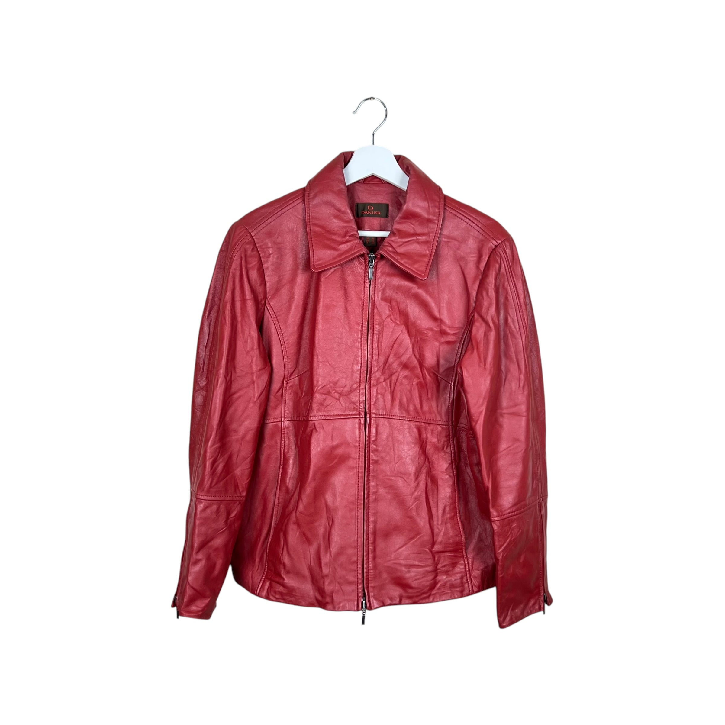 Vintage Danier Women’s Full Zip Leather Jacket Crimson Red