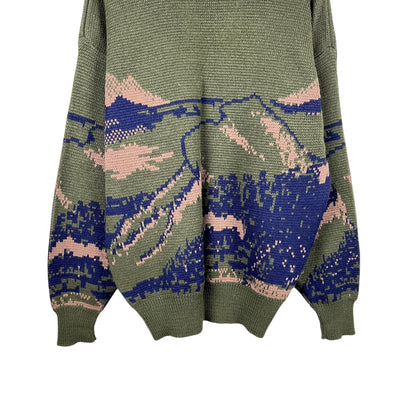Vintage Bronzini Hiker Graphic Knit Green