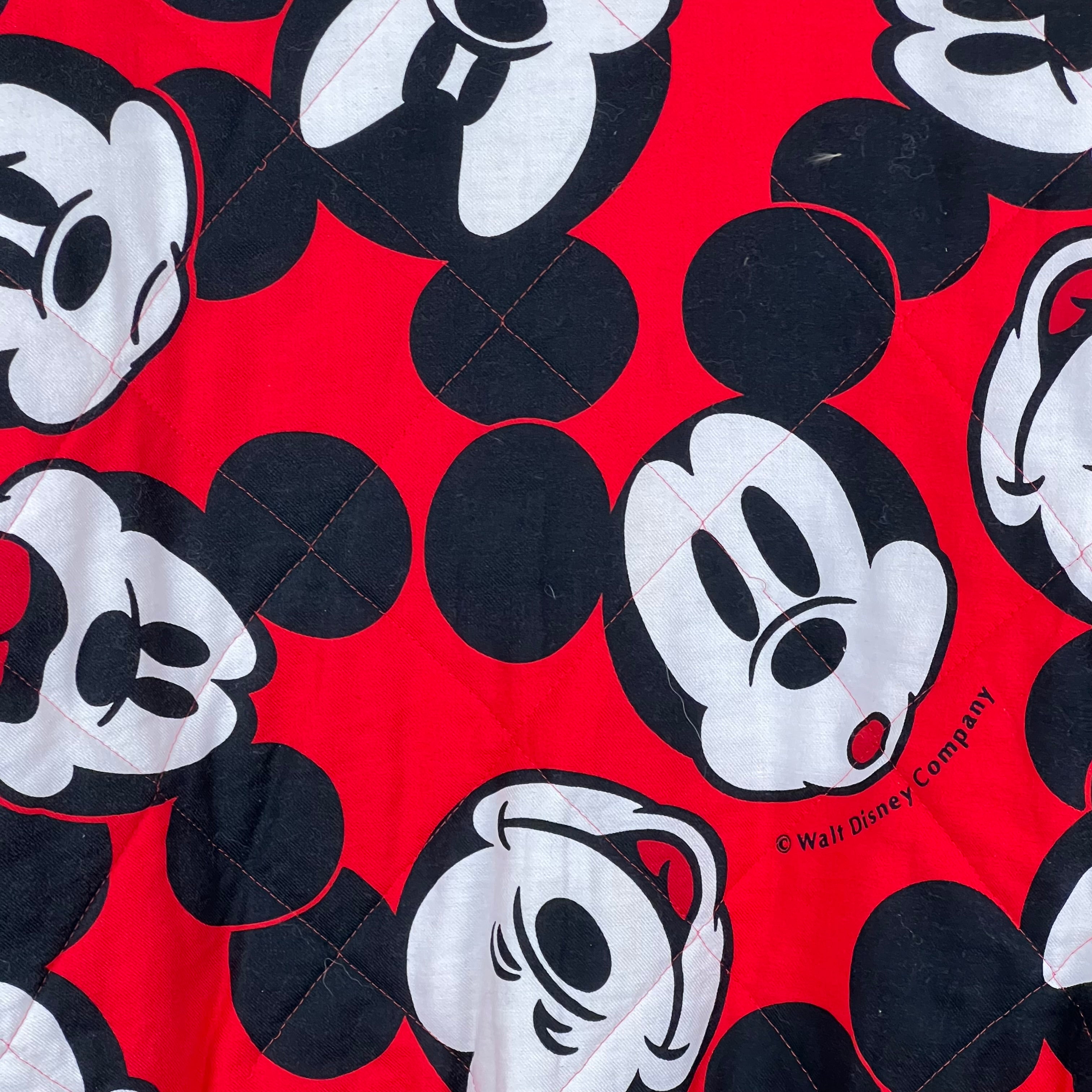 Vintage Mickey Mouse Face Print Bomber Jacket Red