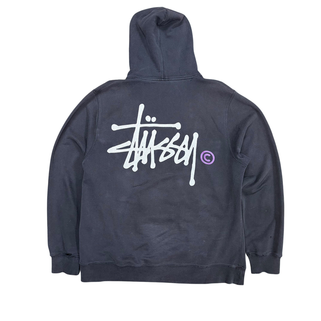 Vintage Stussy Logo Hoodie Distressed Black