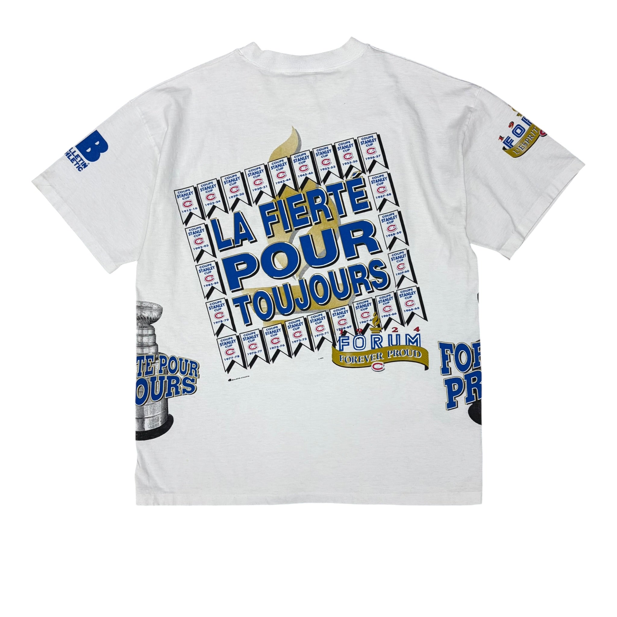 1993 Bulletin NHL Montreal Canadiens Forum “Forever Proud” AOP Tee White