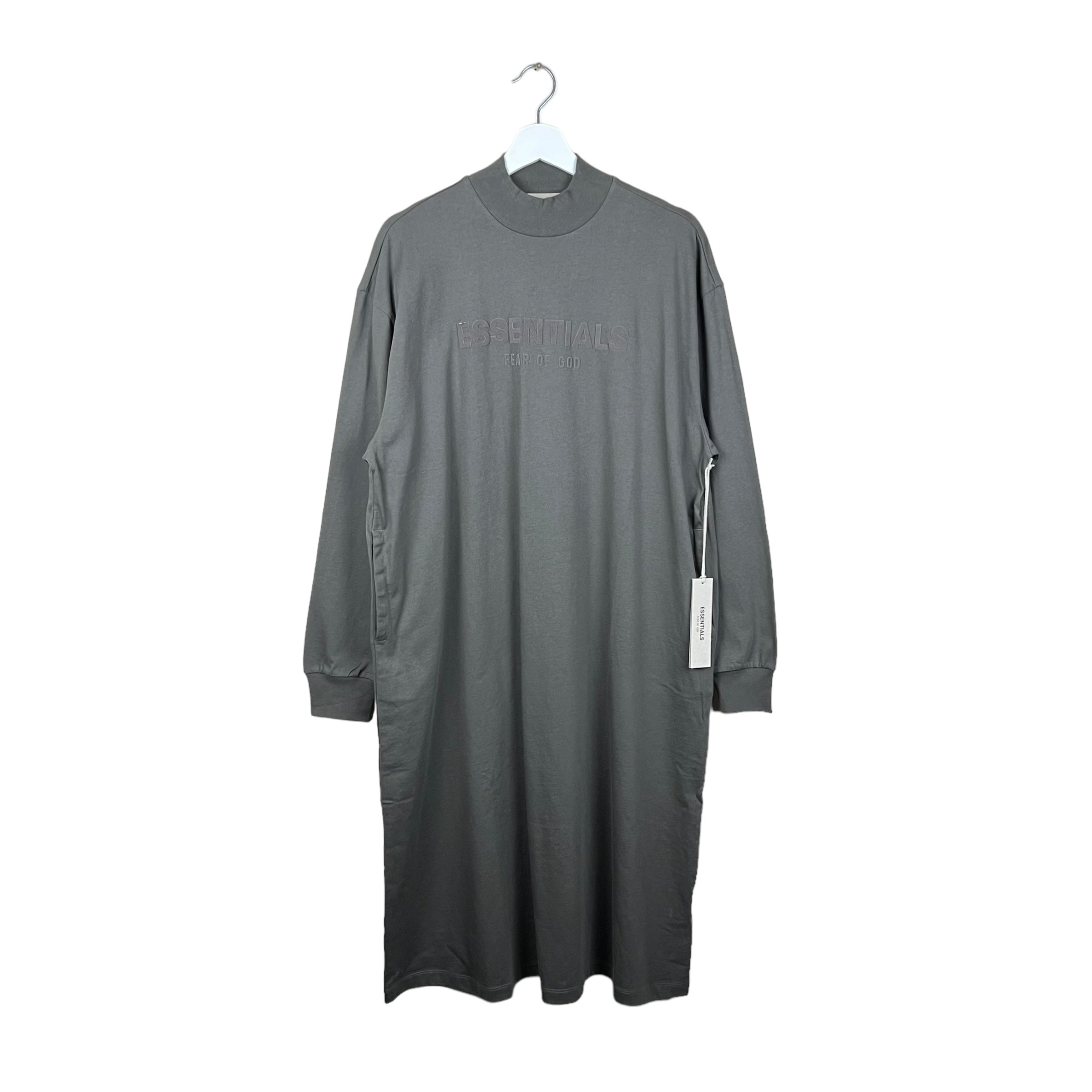 Essentials Women’s Midi Dress Long Sleeve Gray