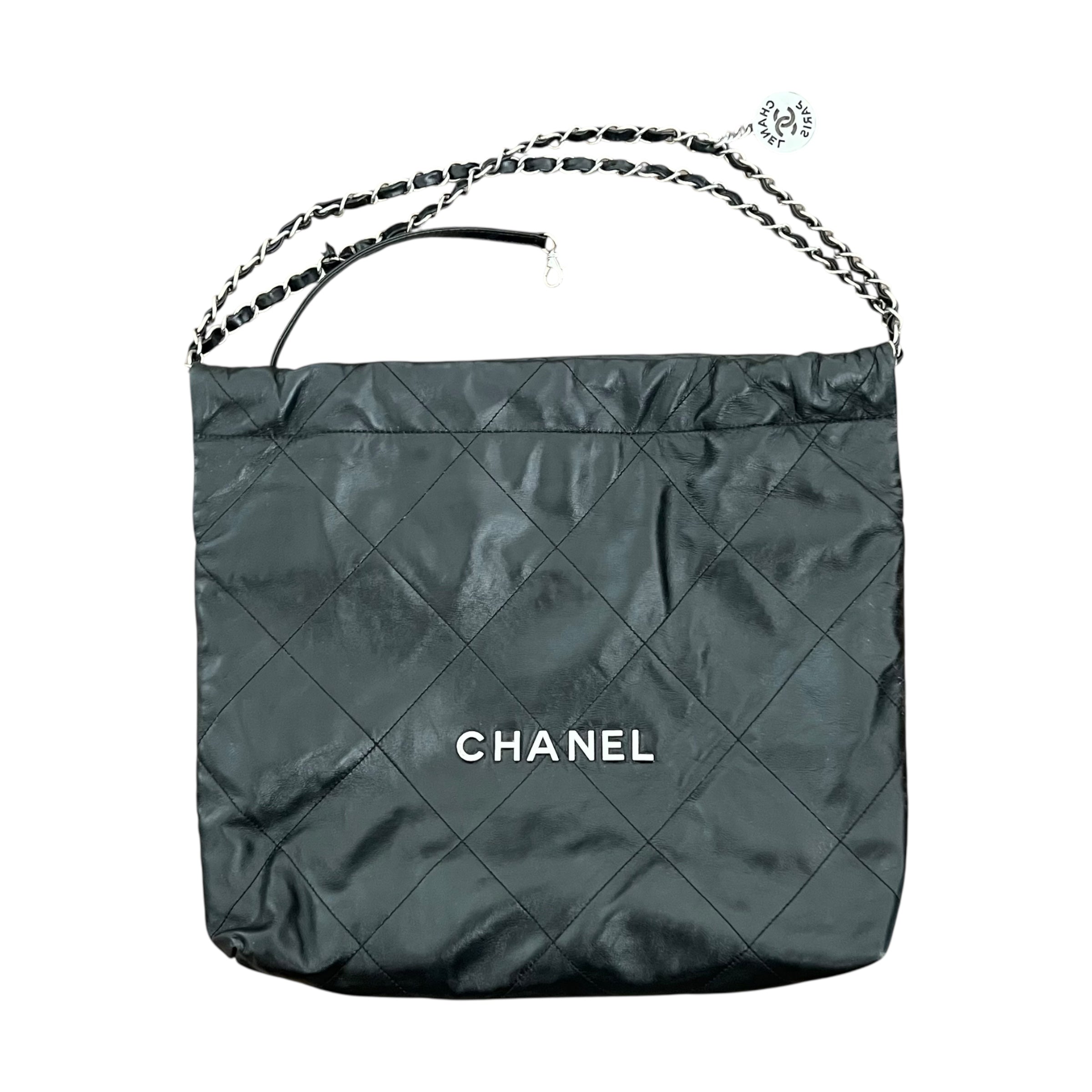 Chanel 22 Medium Calfskin Chain Bag Black