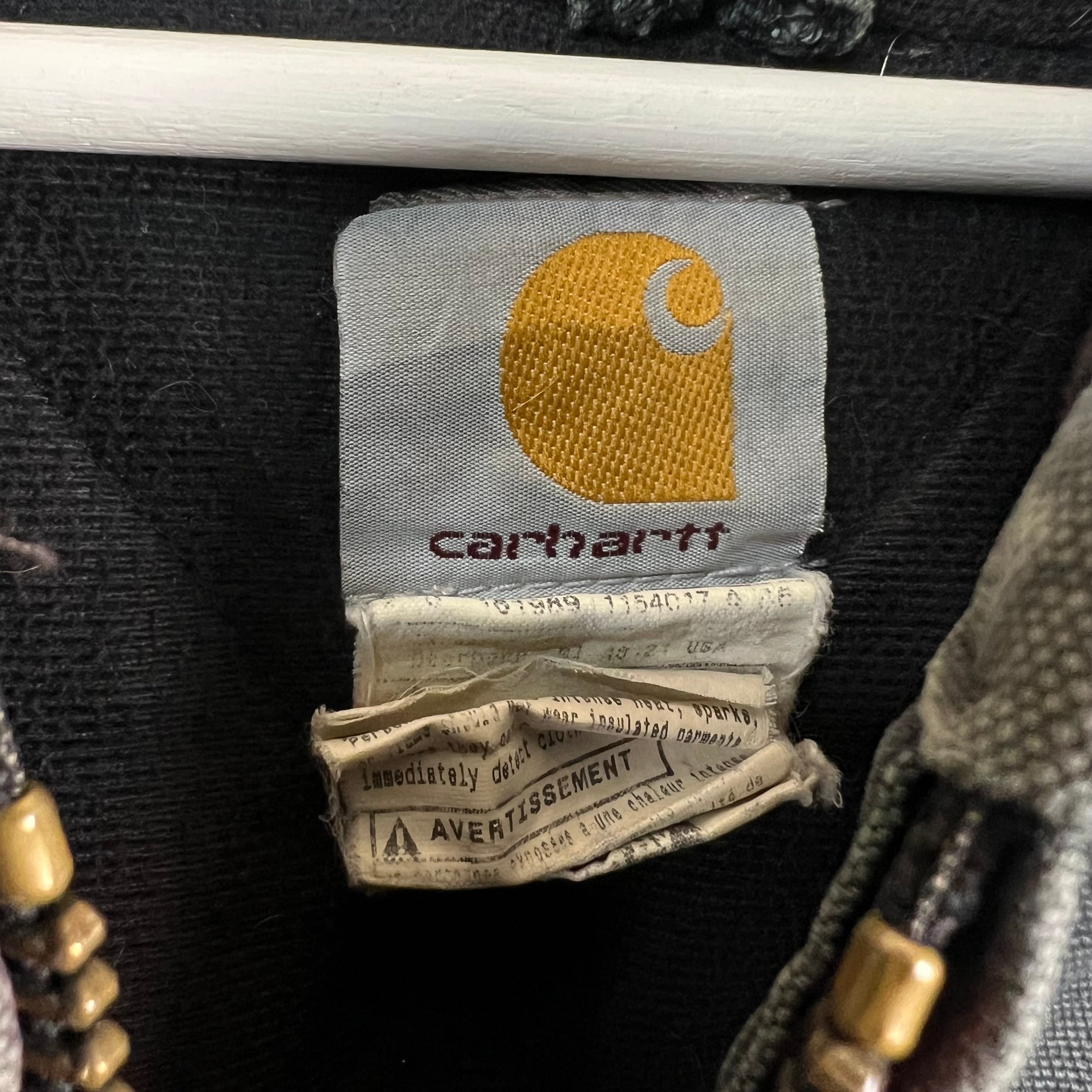 Vintage Carhartt Insulated Hooded Active Jacket Sun Faded Black