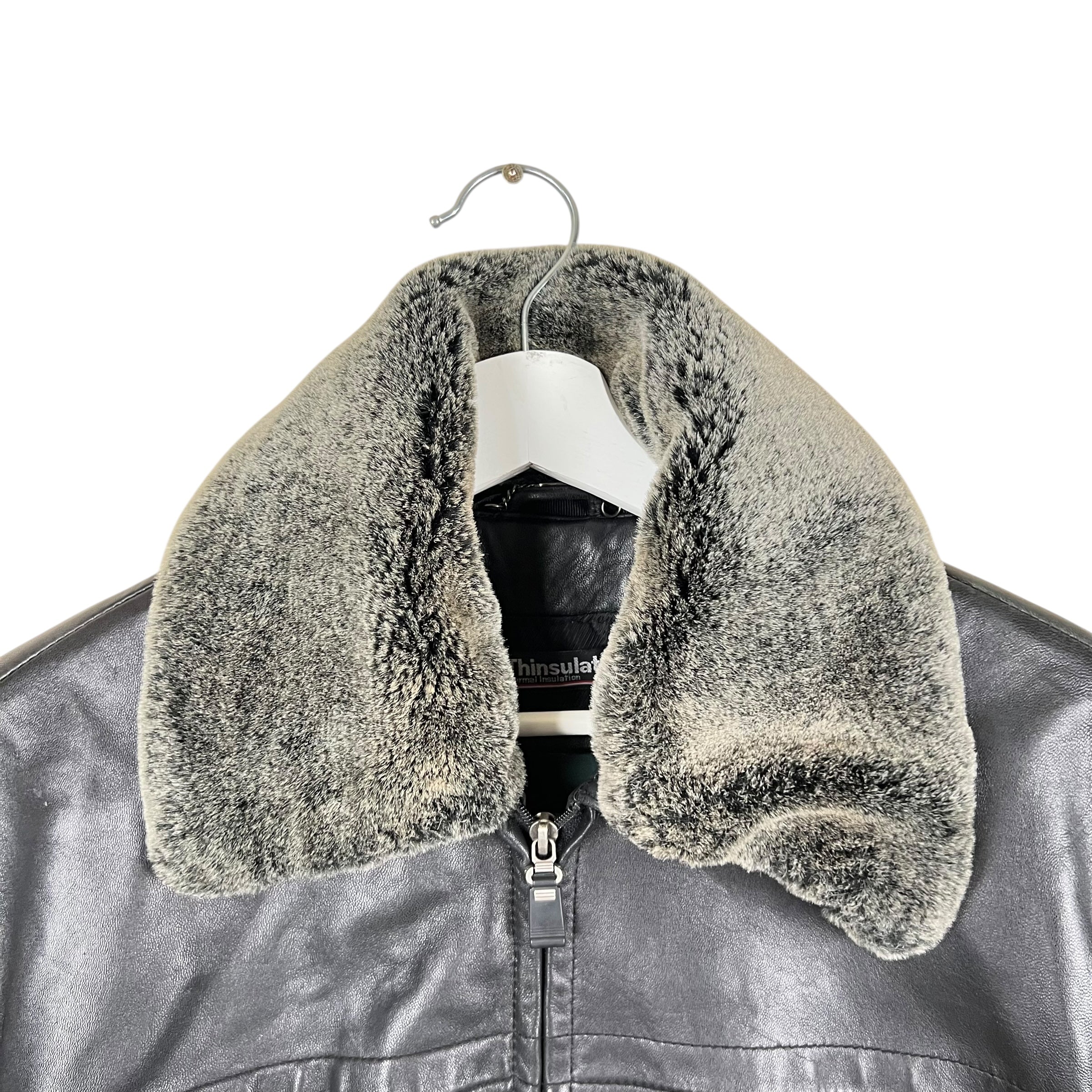 Vintage Daniel Women’s Fur Leather Parka Jacket Black