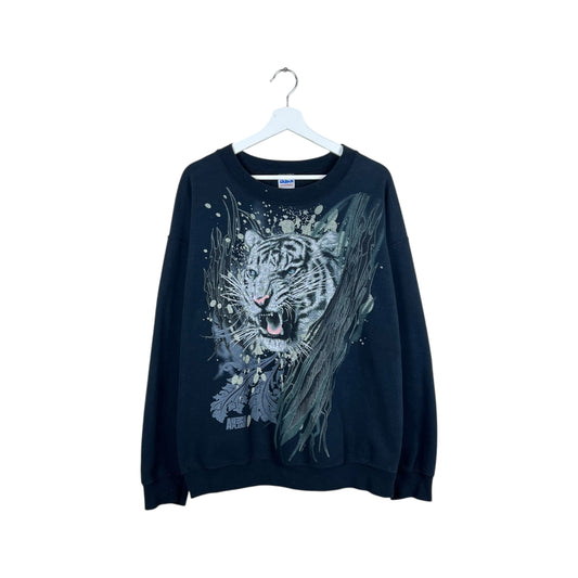 Vintage Animal Planet White Tiger Crewneck Black