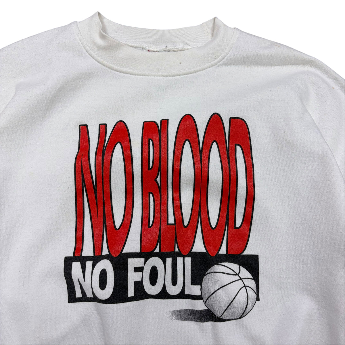 Vintage No Blood No Foul Basketball Crewneck White