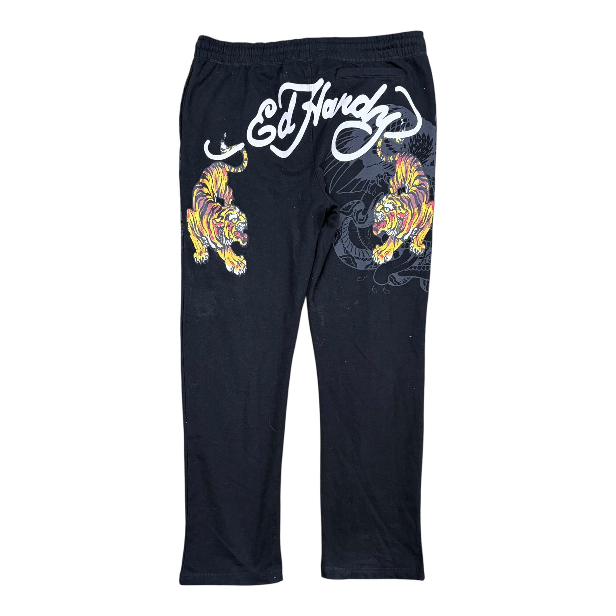 Y2K Ed Hardy Tiger Print Sweatpants Black