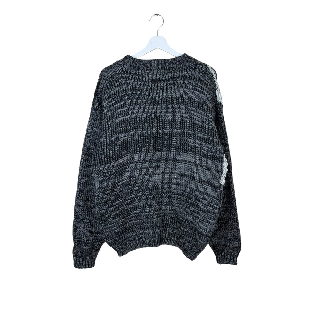 Vintage Nordic Eagle Embroidered Knit Black/Grey