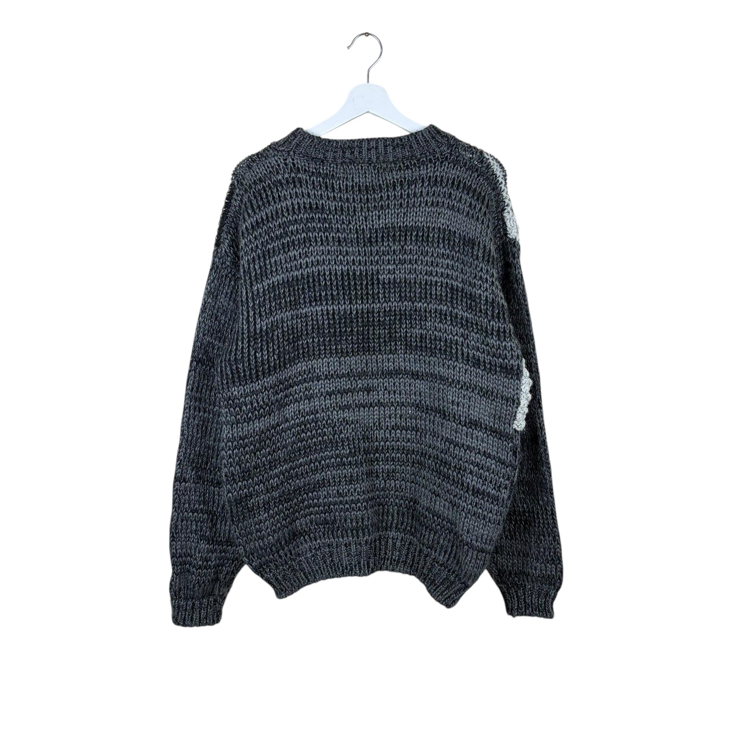 Vintage Nordic Eagle Embroidered Knit Black/Grey