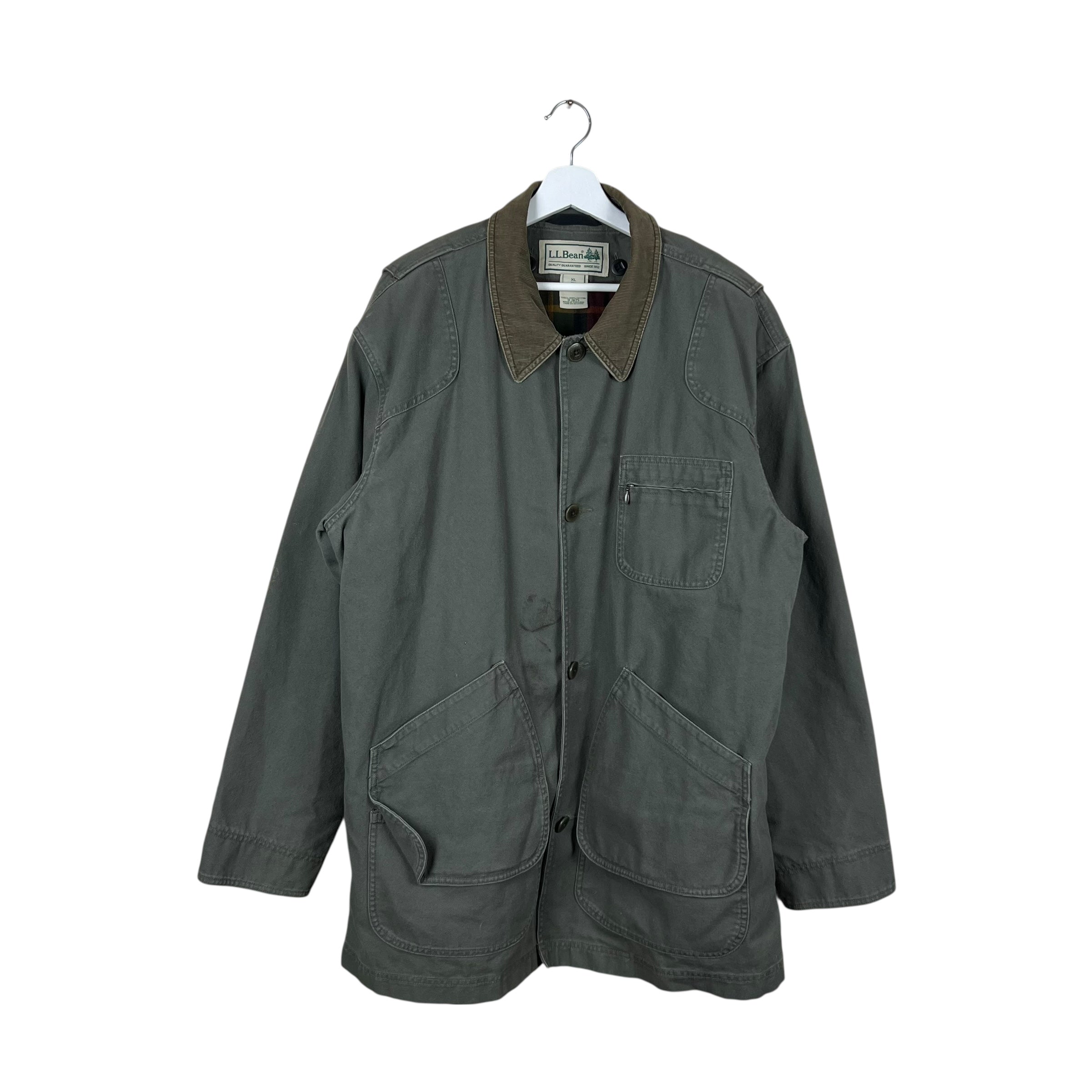 Vintage L.L. Bean Farmers Blanket Lined Chore Jacket Faded Olive