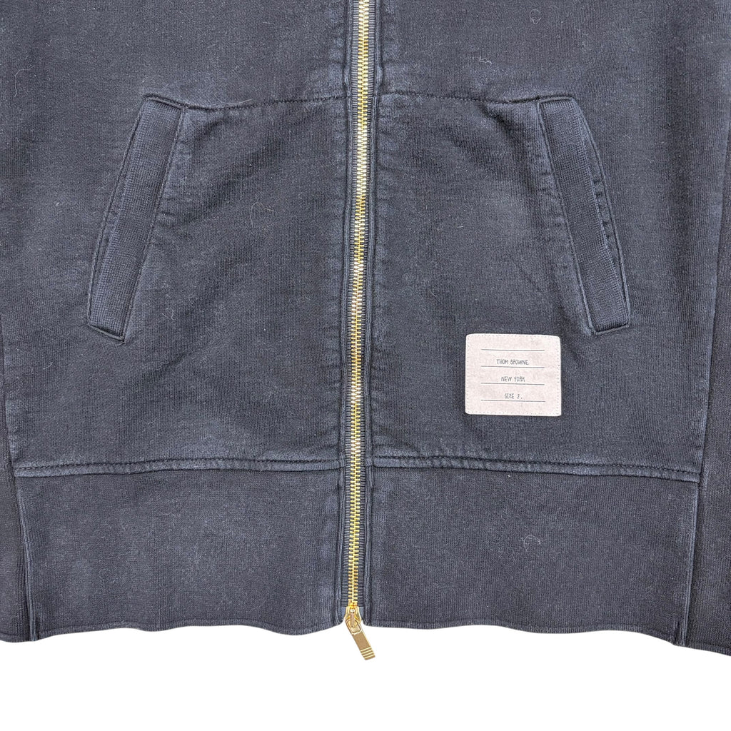 Thom Browne 4 Bar Zip Up Hoodie Black