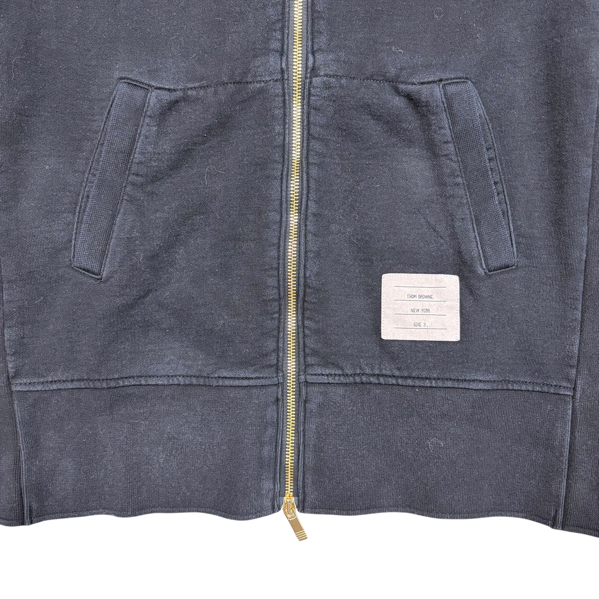 Thom Browne 4 Bar Zip Up Hoodie Black