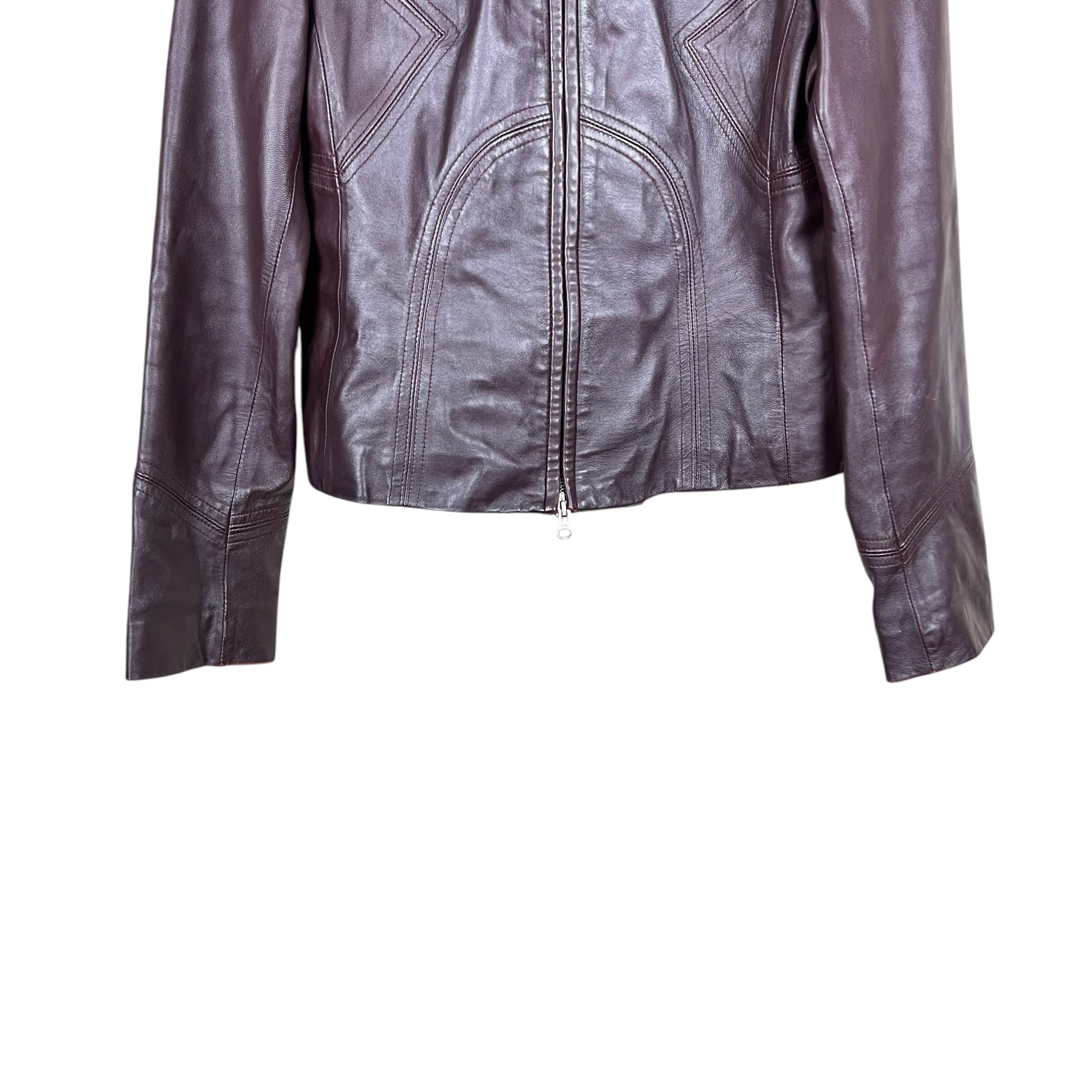 Vintage Danier Women’s Full Zip Cropped Leather Jacket Plum
