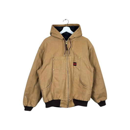 Vintage Tough Duck Insulated Workwear Hooded Jacket Beige