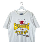 1996 Lee Sports NFL Pittsburgh Steelers AFC Champions Arc Logo Tee White