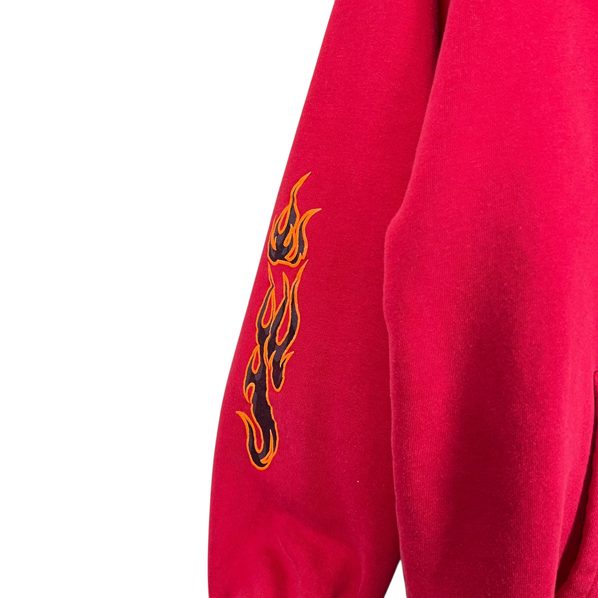 Vintage No Fear Youth Flaming Spade Hoodie Chilli Red