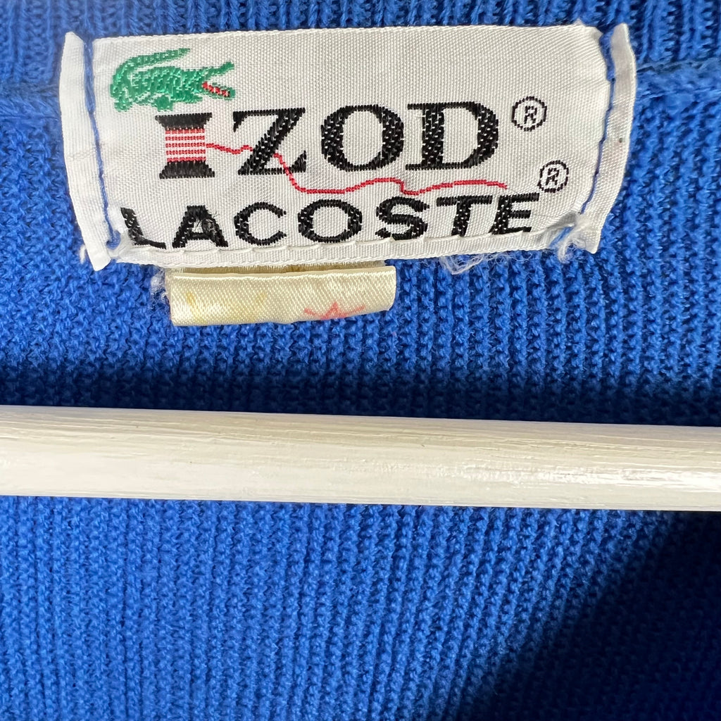 Vintage IZOD x Lacoste V Neck Logo Knit Bold Blue