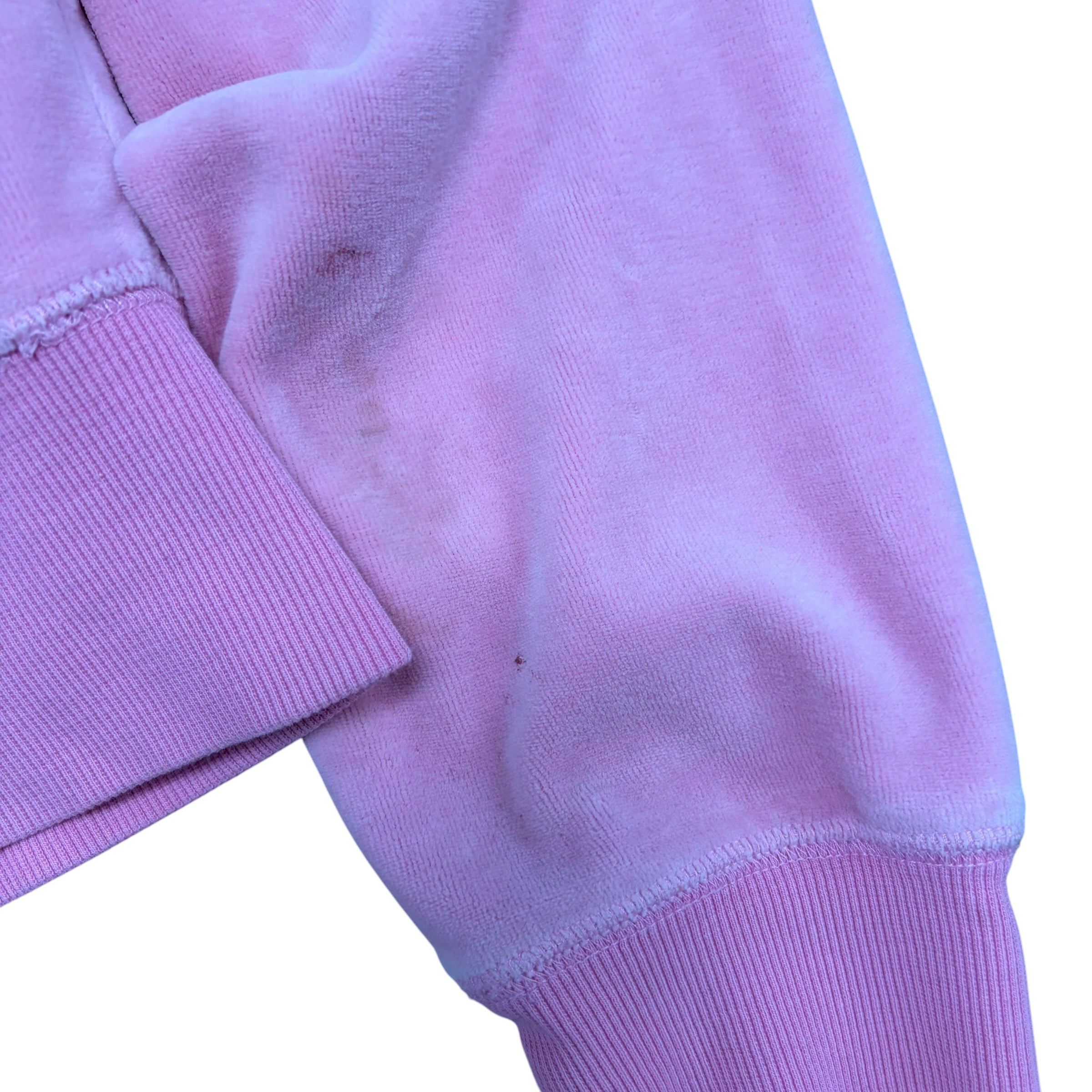 Vintage Bebe Women’s Bedazzled Logo Velour Hoodie Pink