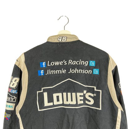 Vintage Jeff Hamilton NASCAR Jimmie Johnson Lowes Racing Jacket Grey/Blue