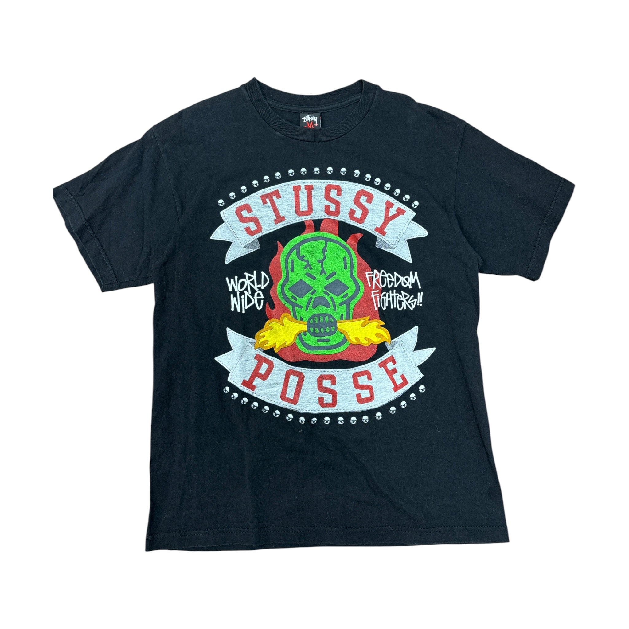 Stussy Posse Flaming Skull Tee Black