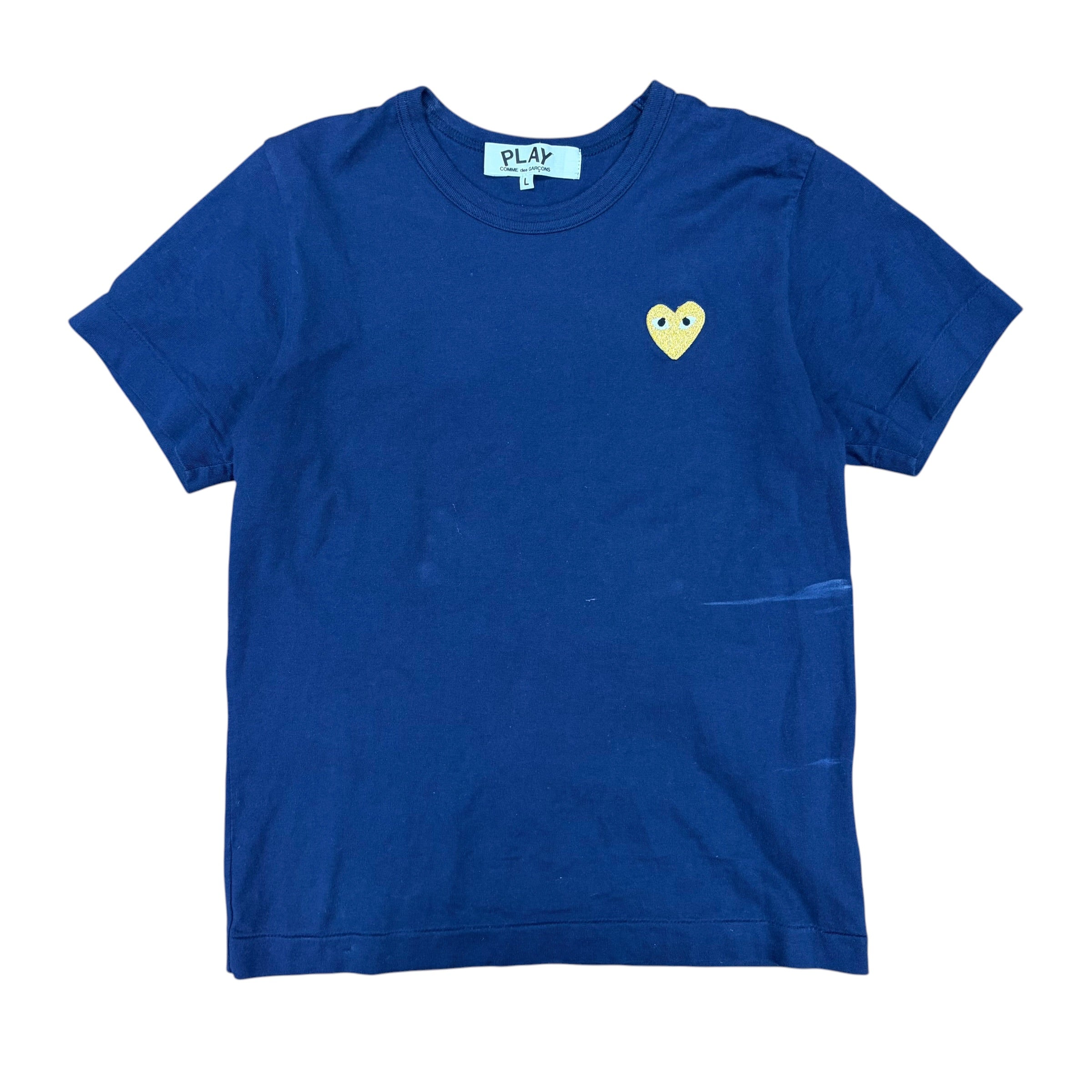 Comme Des Garçon Women’s Gold Heart Tee Blue