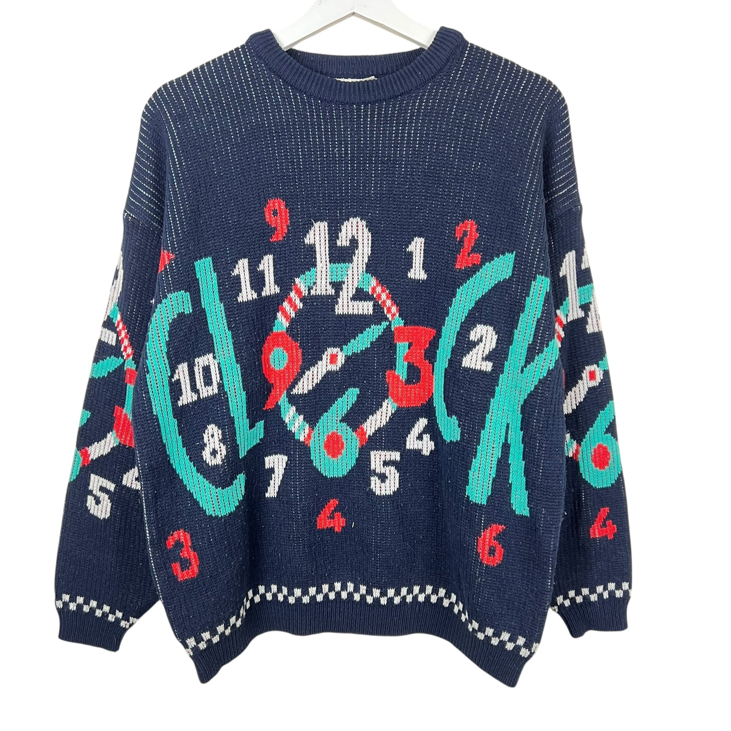 Vintage AOP Clock Pattern Knit Navy