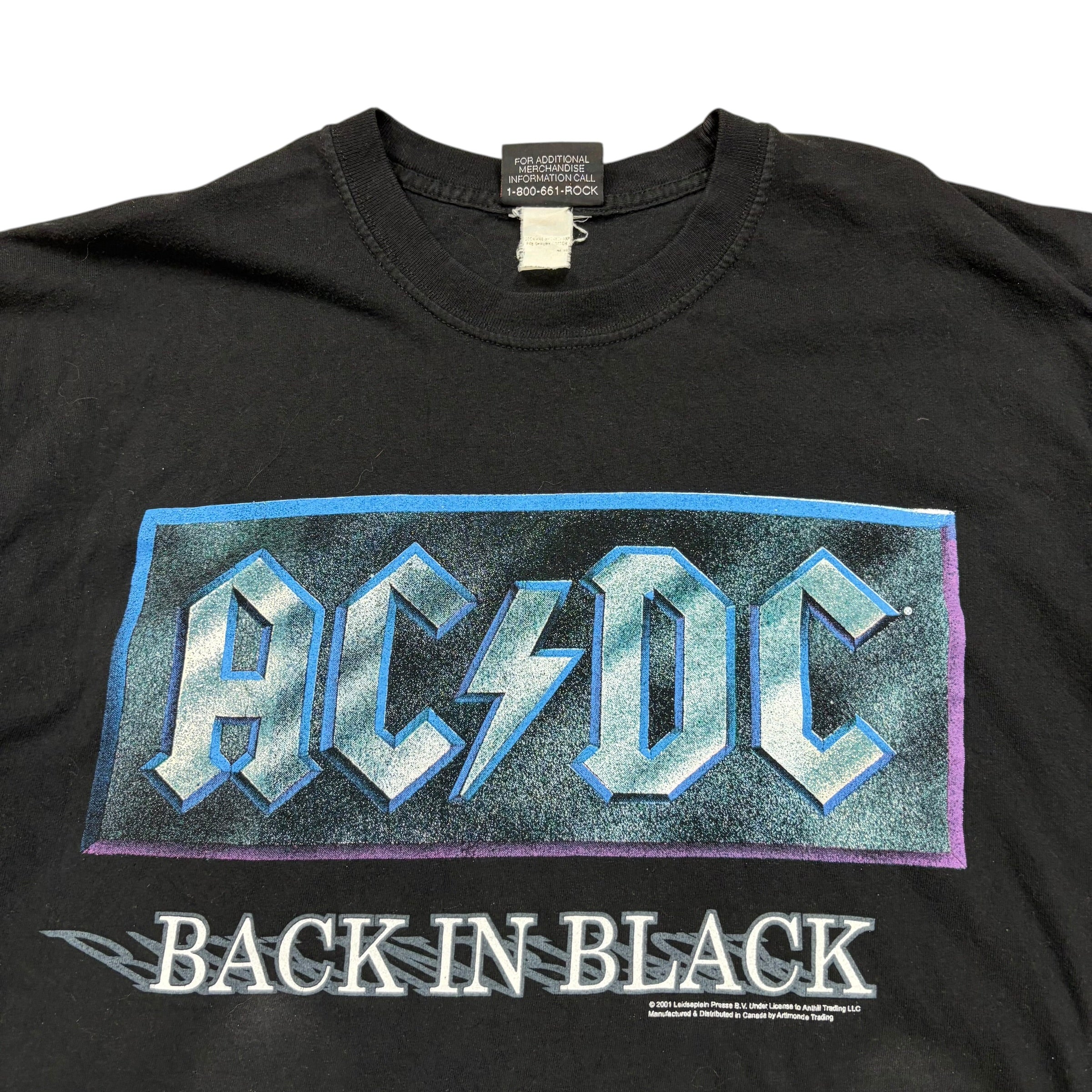 2001 Brockum AC/DC “Back in Black” Album Tee Black