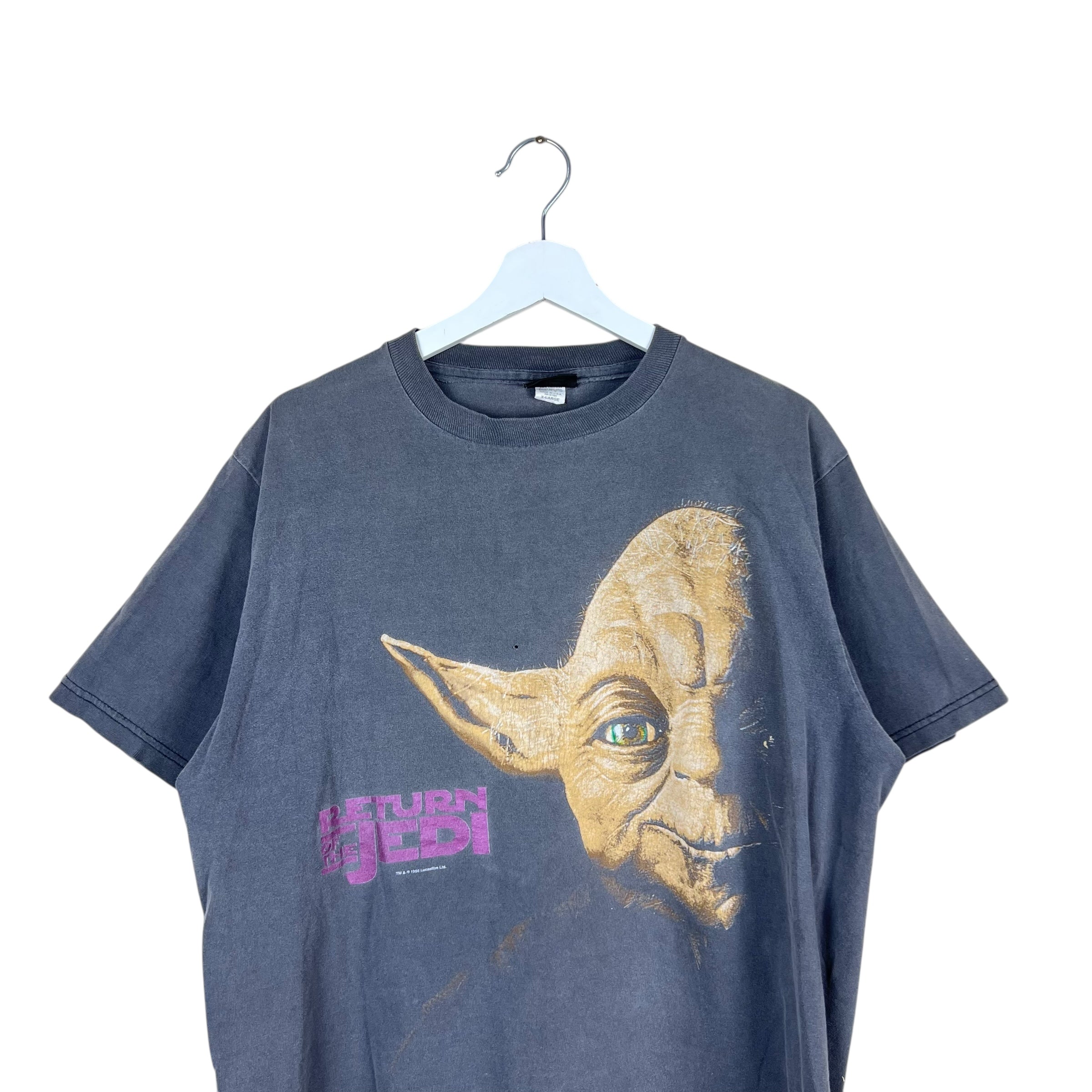 1996 Star Wars “Return Of The Jedi” Yoda Face Tee Faded Black