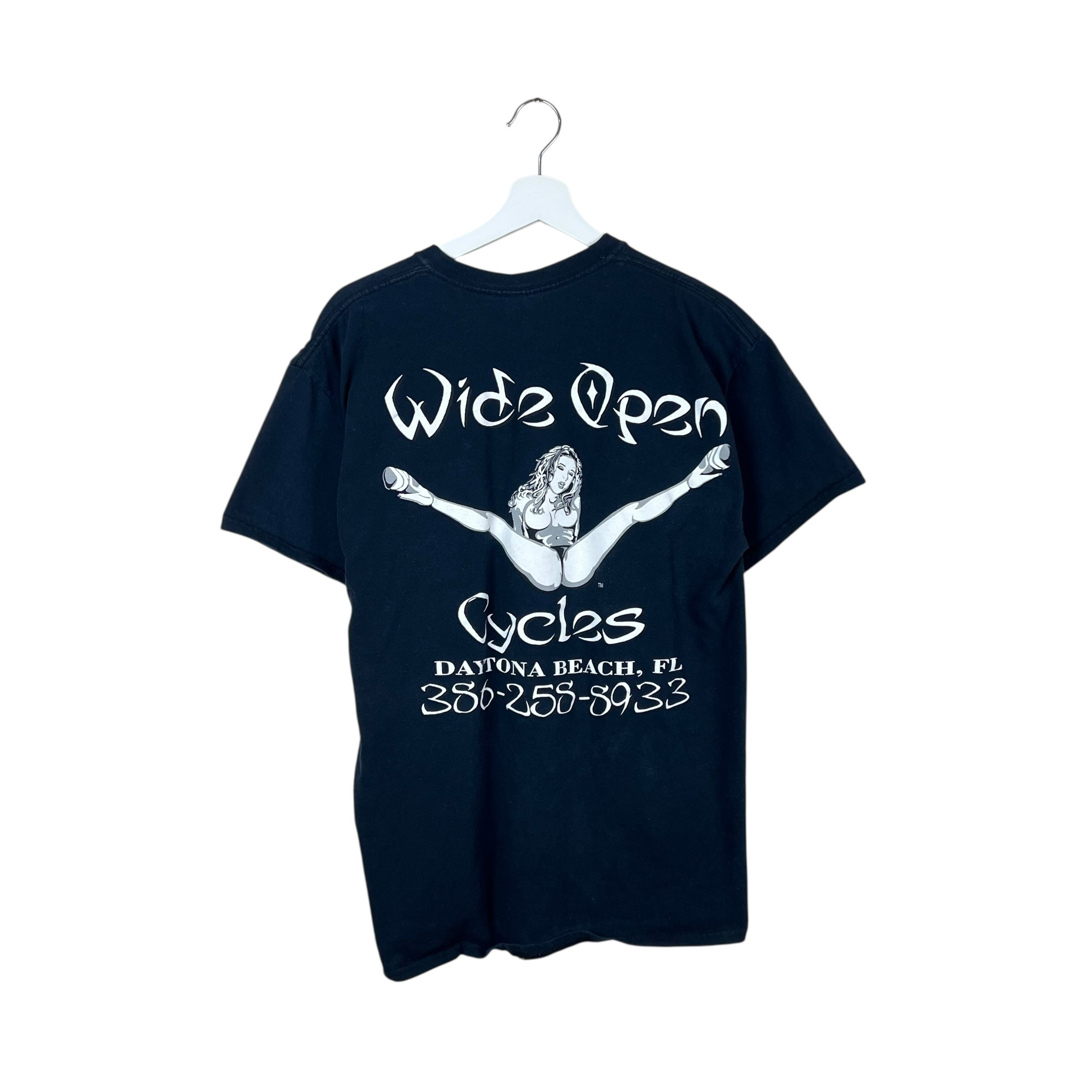 Vintage Wide Open Cycles Woman Promo Tee Black