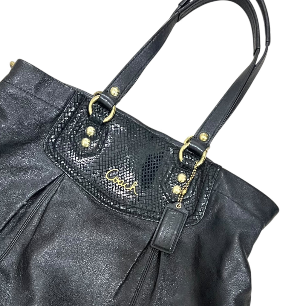 Coach Ashley Leather Bag Black/Gold