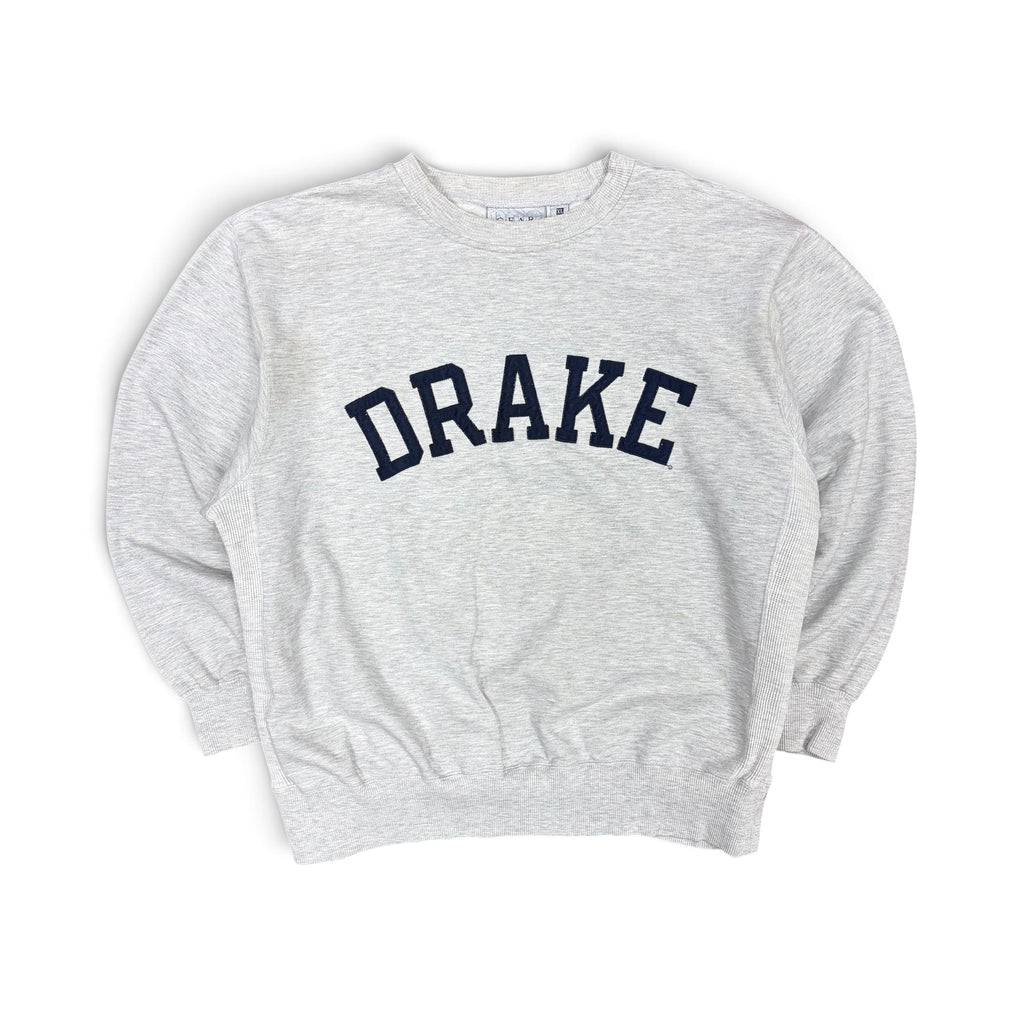 Vintage Drake University Arch Logo Spellout Crewneck Heather Grey