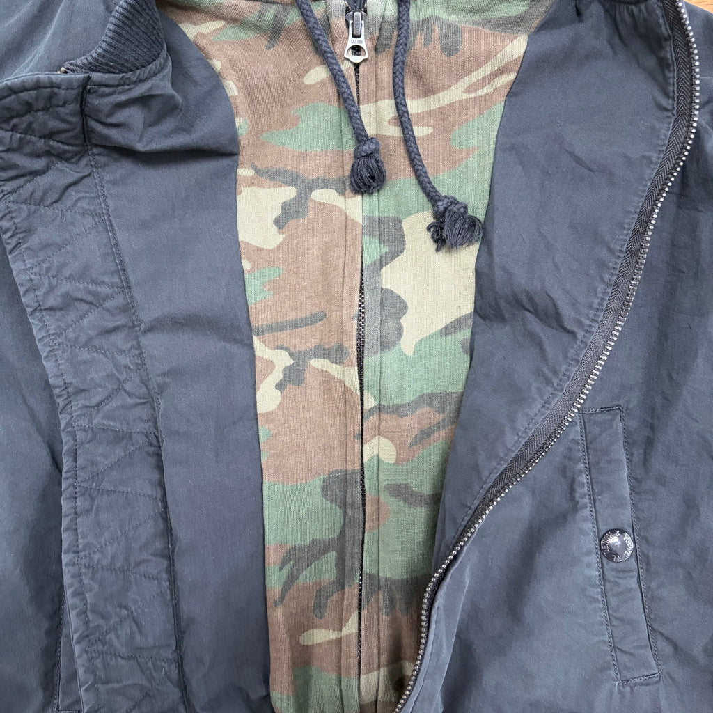 Vintage Denim & Supply Ralph Lauren Women’s Camo Hoodie Bomber Jacket Black