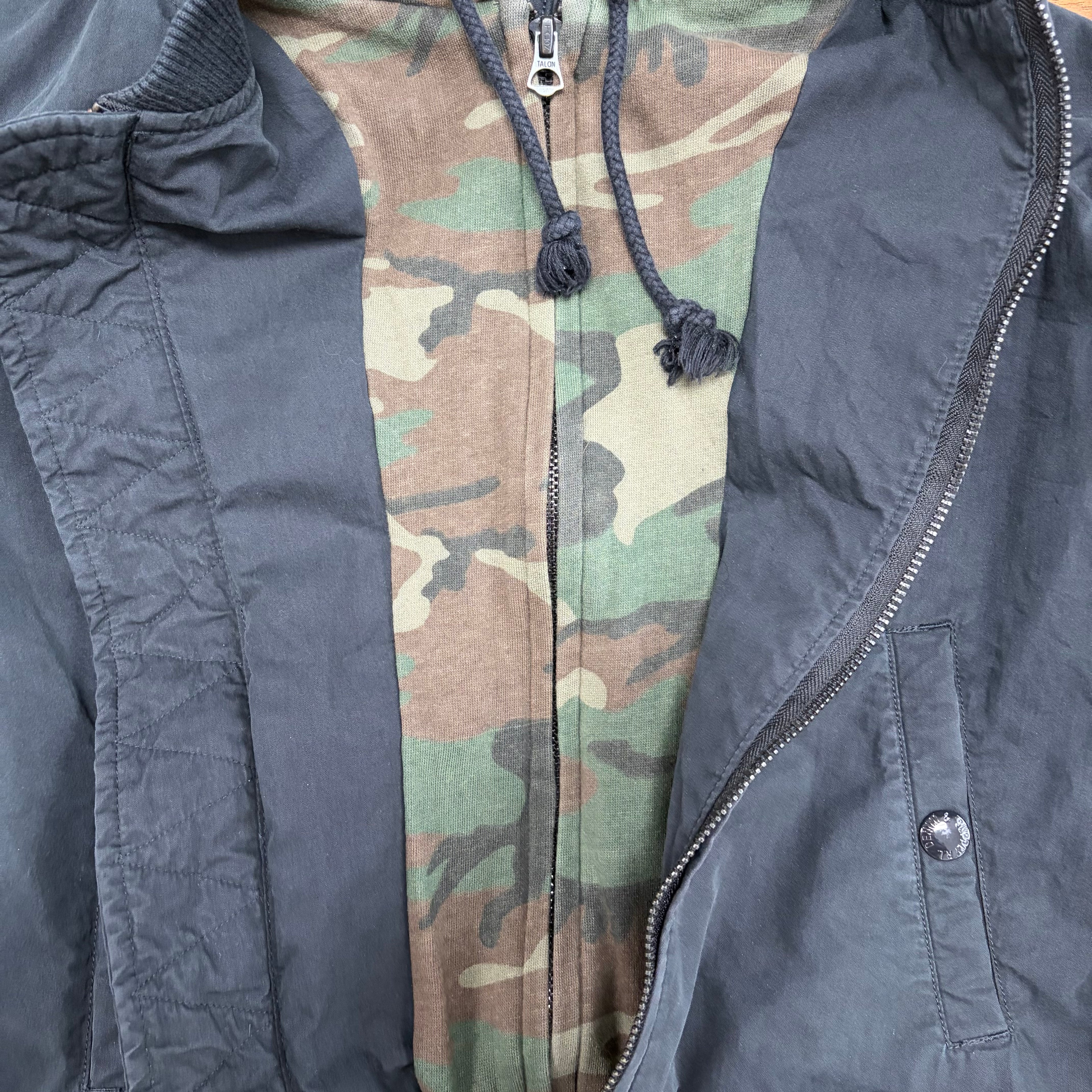 Vintage Denim & Supply Ralph Lauren Women’s Camo Hoodie Bomber Jacket Black