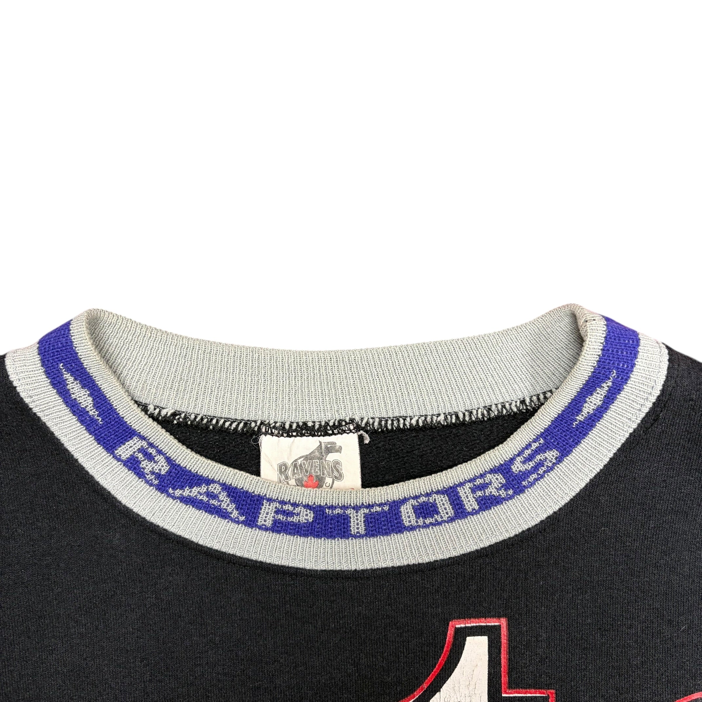 1994 Ravens Athletics NBA Toronto Raptors Big Spellout Logo Crewneck
