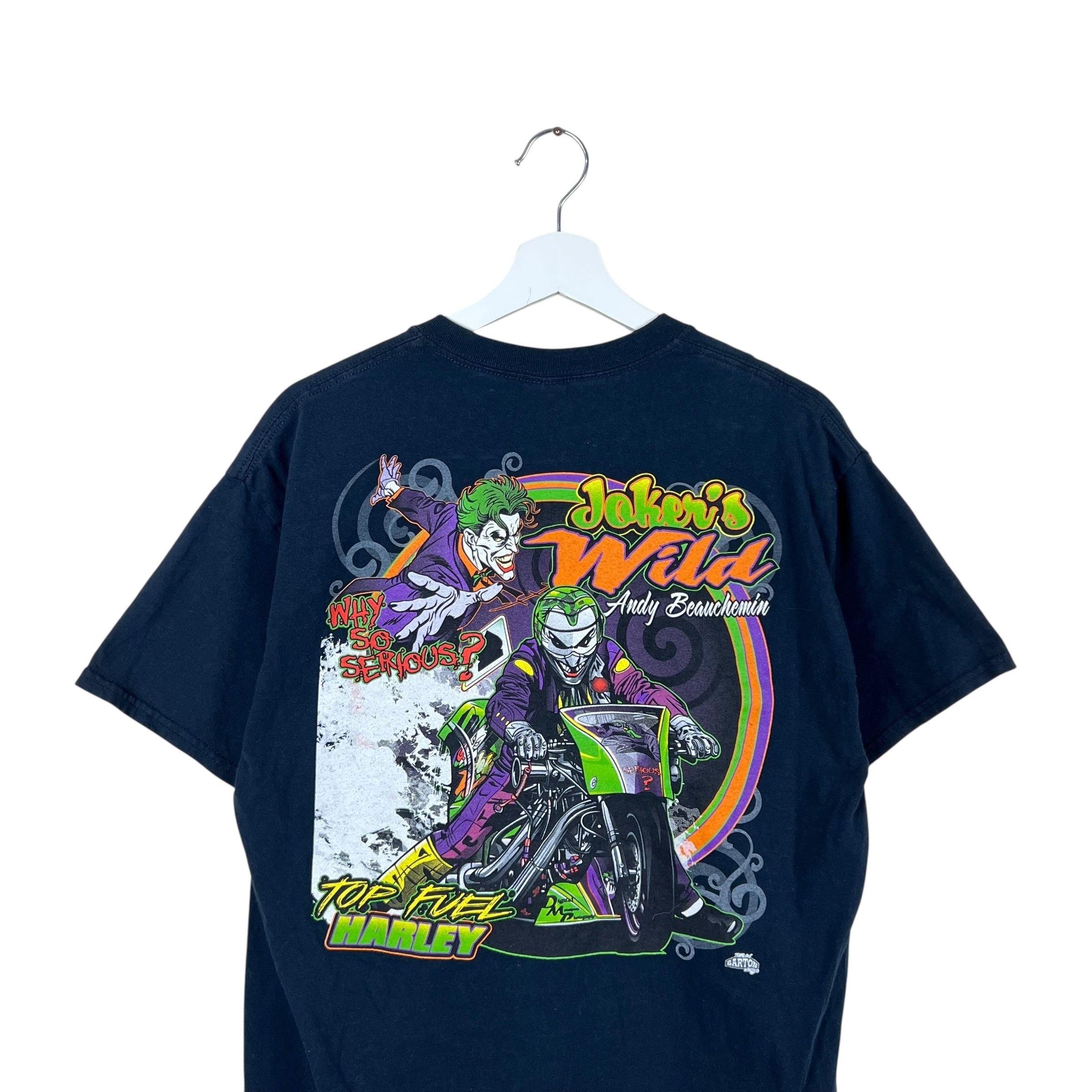 Vintage Jokers Wild Top Fuel Harley Dirt Bike Tee Black
