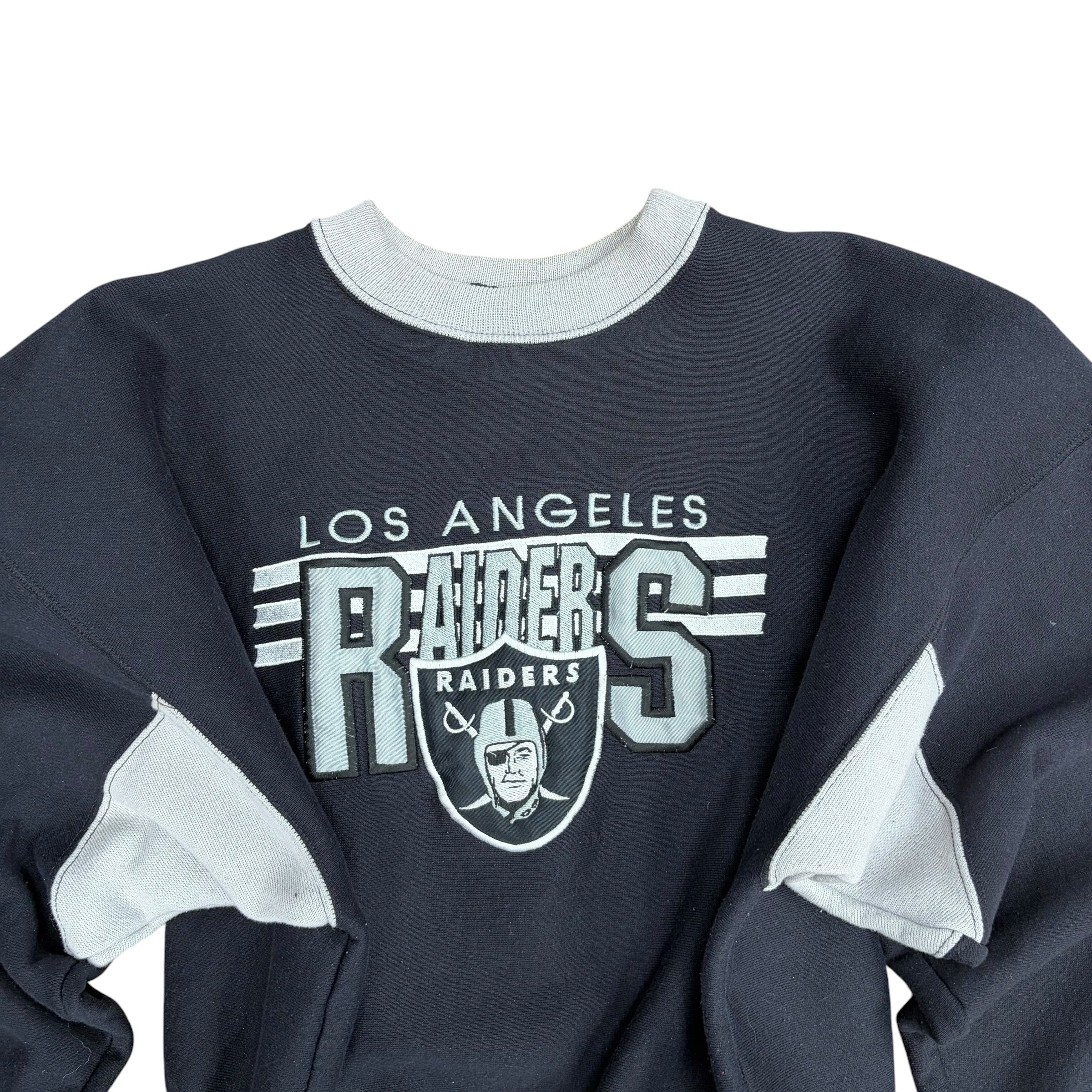 Vintage The Game NFL Los Angeles Raiders Embroidered Logo Crewneck Black