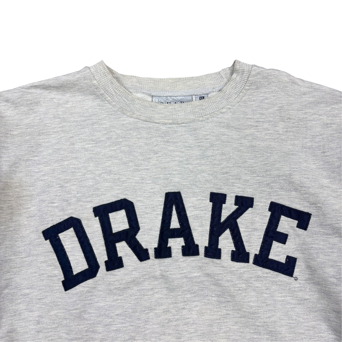 Vintage Drake University Arch Logo Spellout Crewneck Heather Grey
