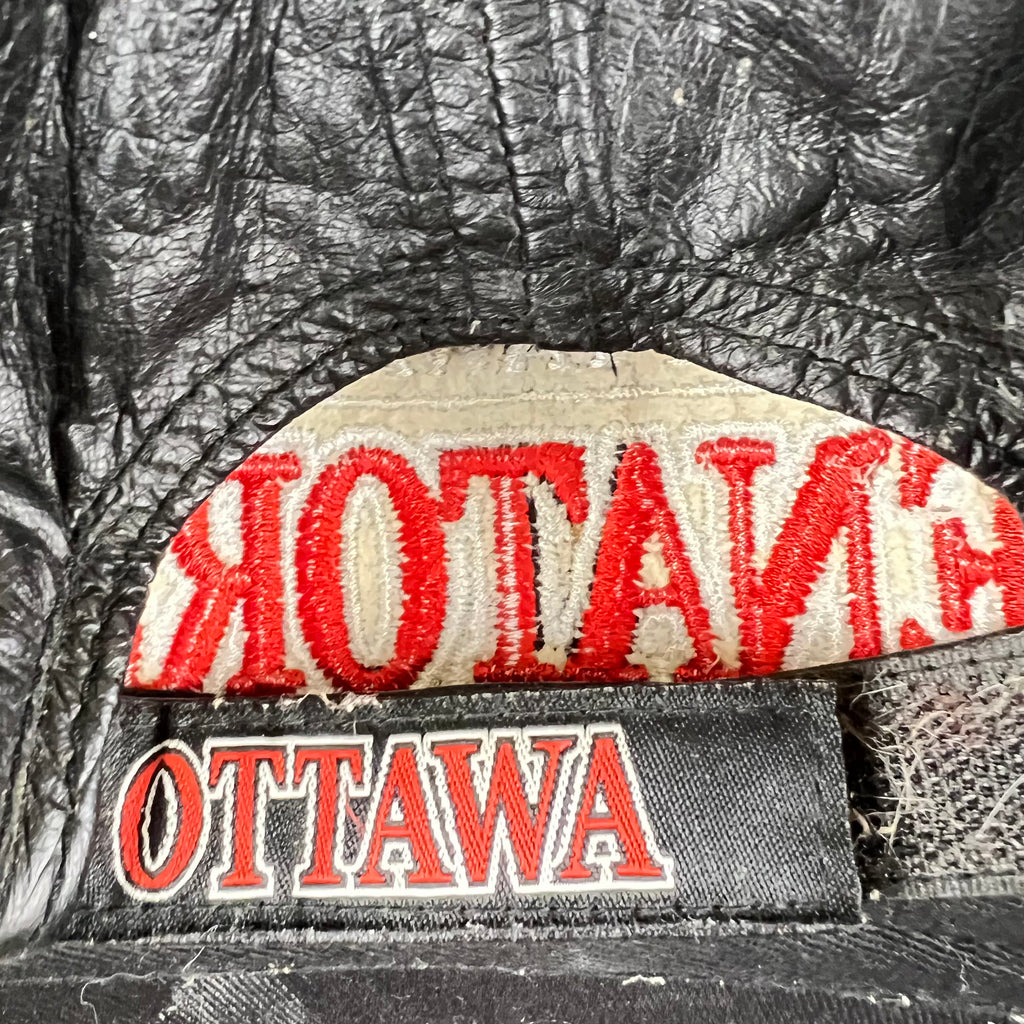 Vintage Ottawa Senators Embroidered Logo Leather StrapBack