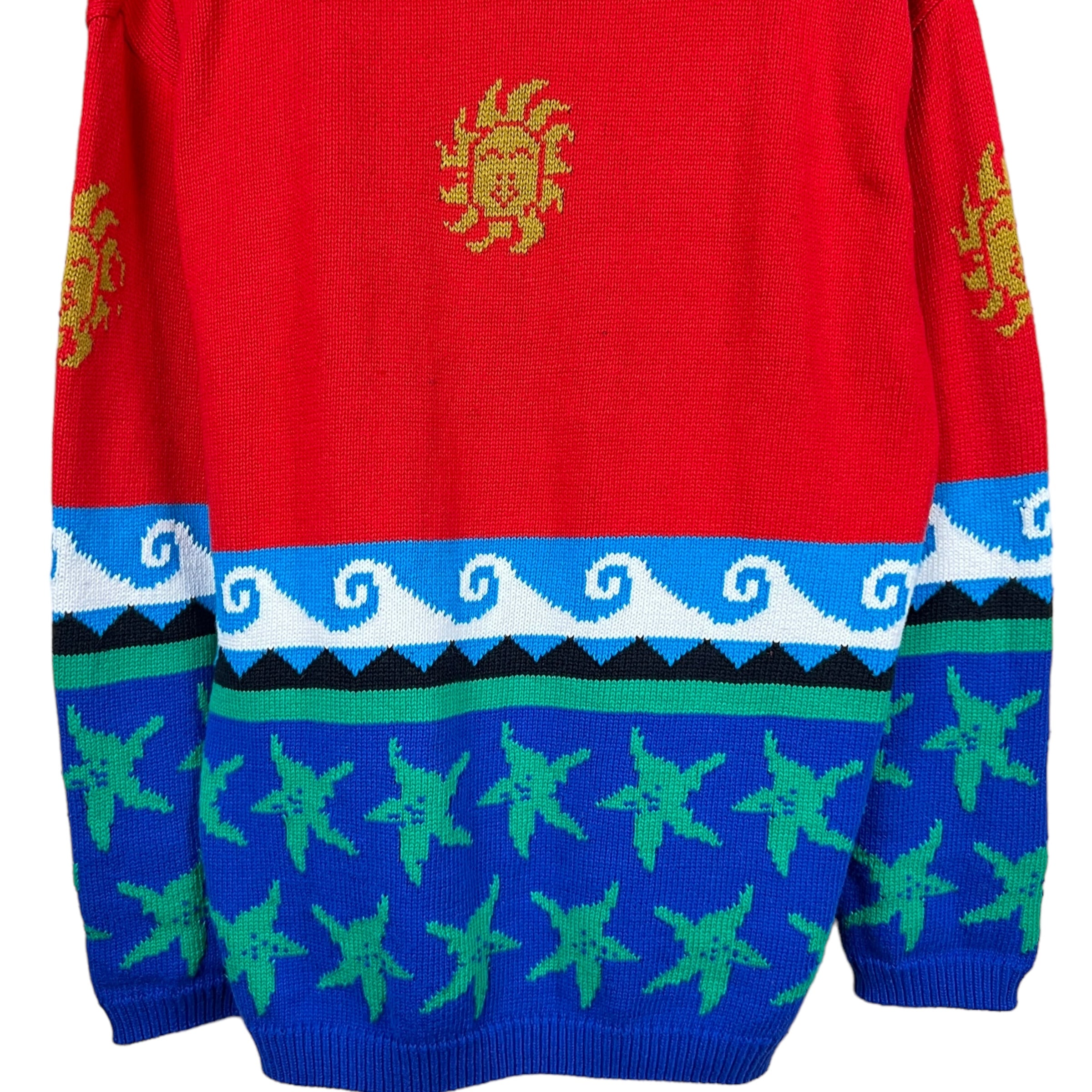 Vintage Principles Sun Graphic Cardigan Red