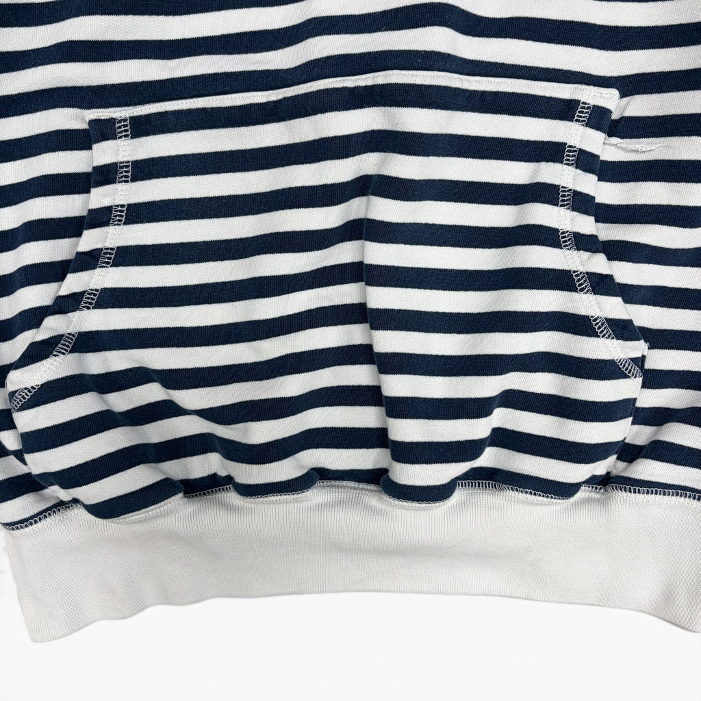 OVO Gold Embroidered Logo Stripe Hoodie White/Navy