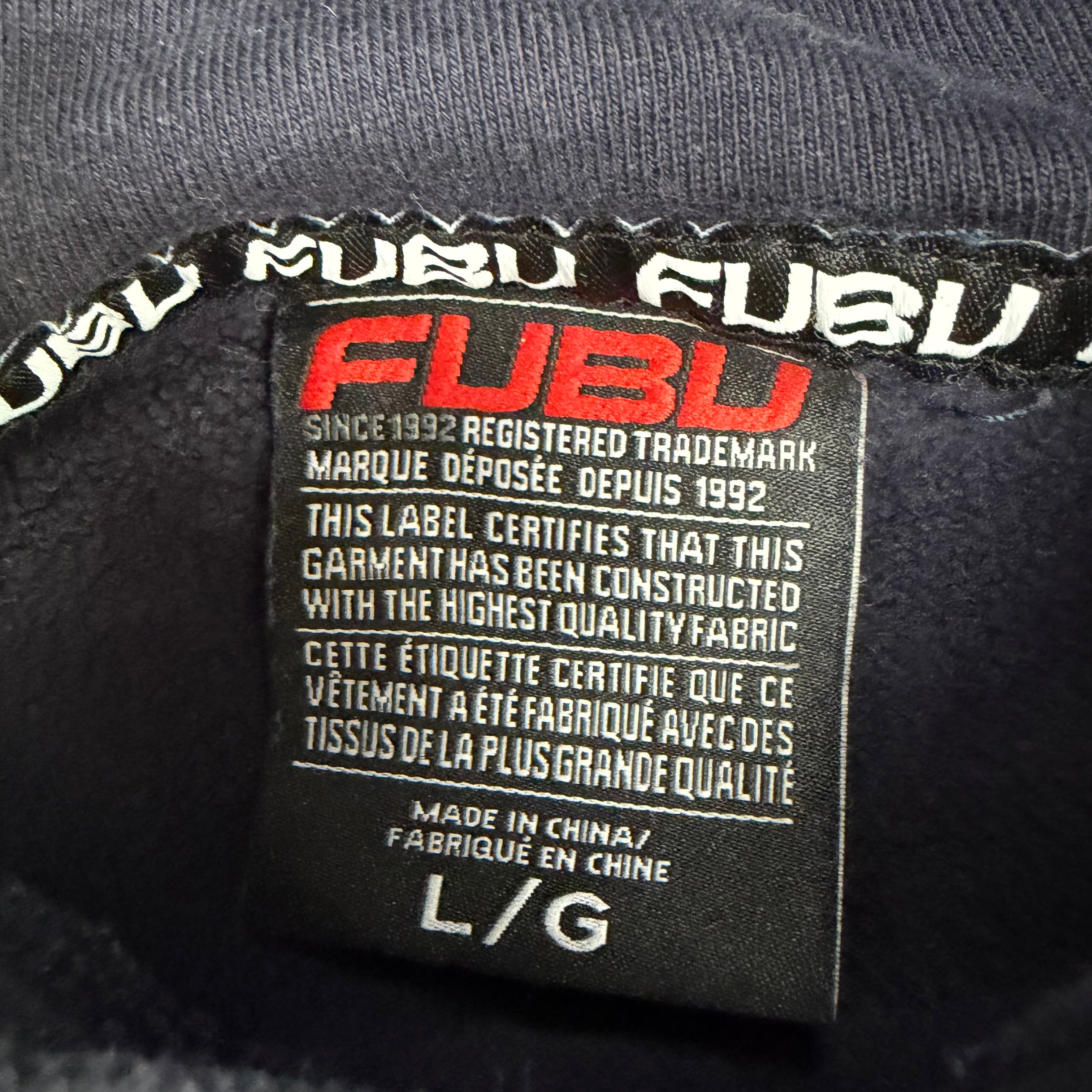 Vintage Fubu Embroidered Logo Hoodie Navy
