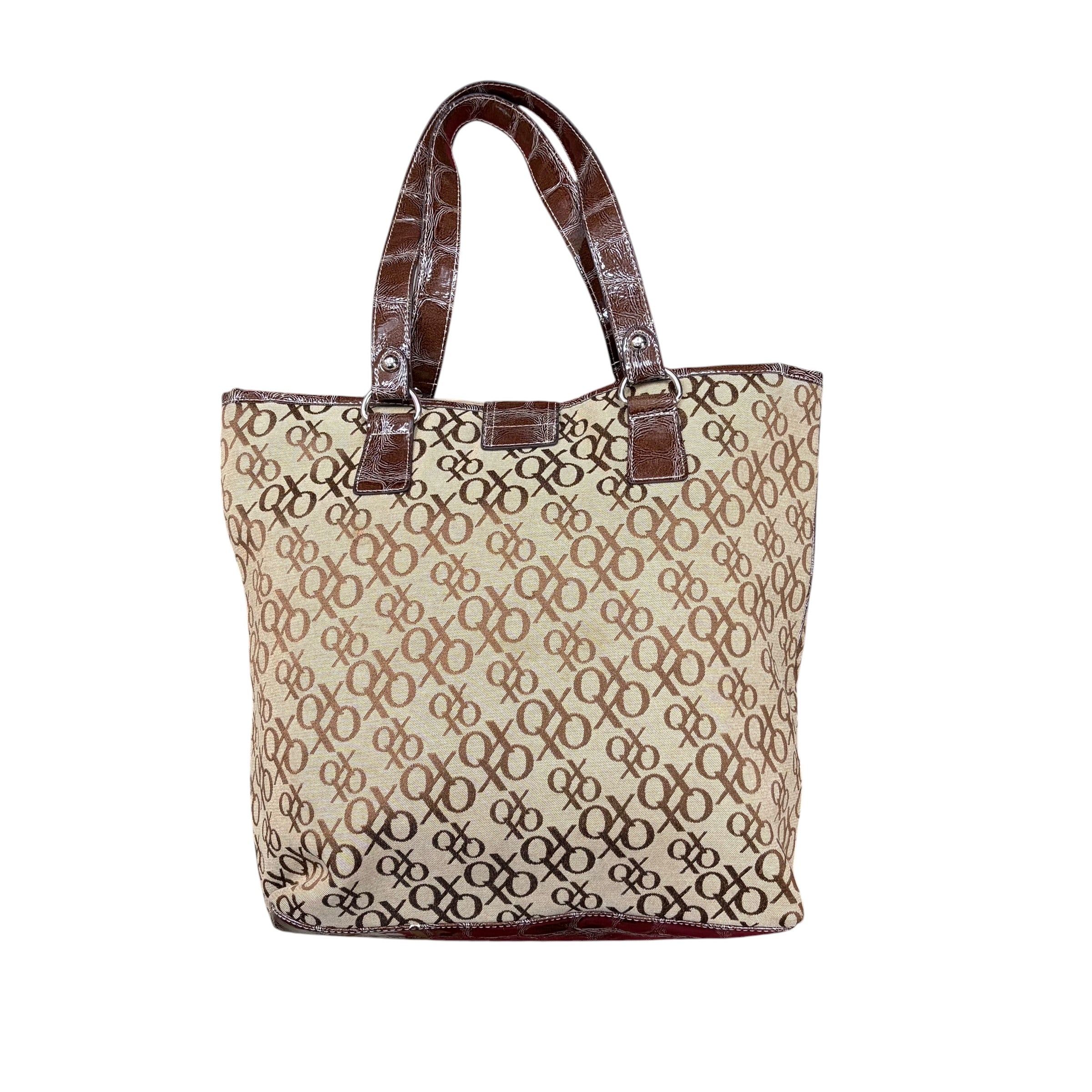 Vintage XOXO Print Tote Bag Brown