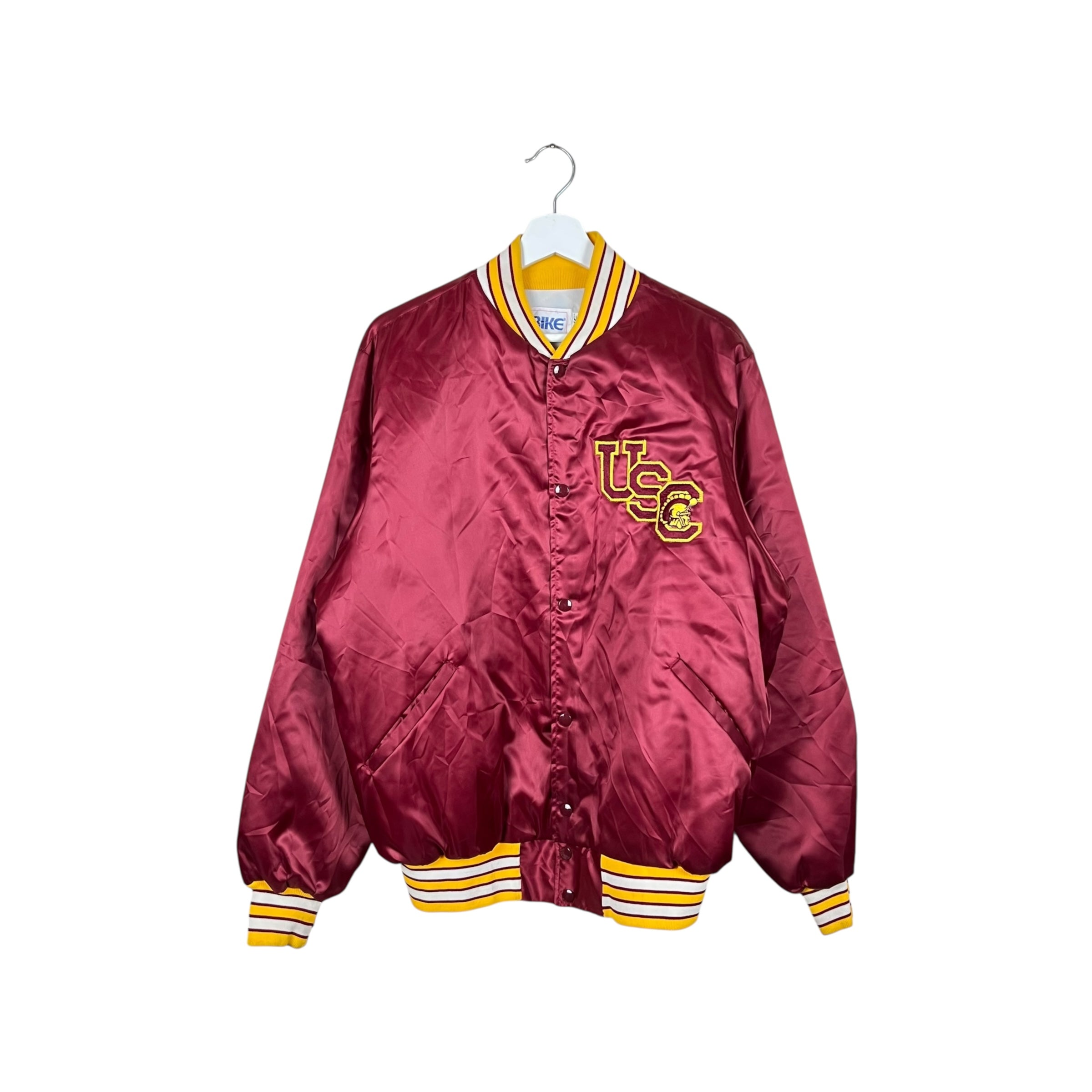 Vintage Bike USC Trojans Satin Spellout Jacket Red