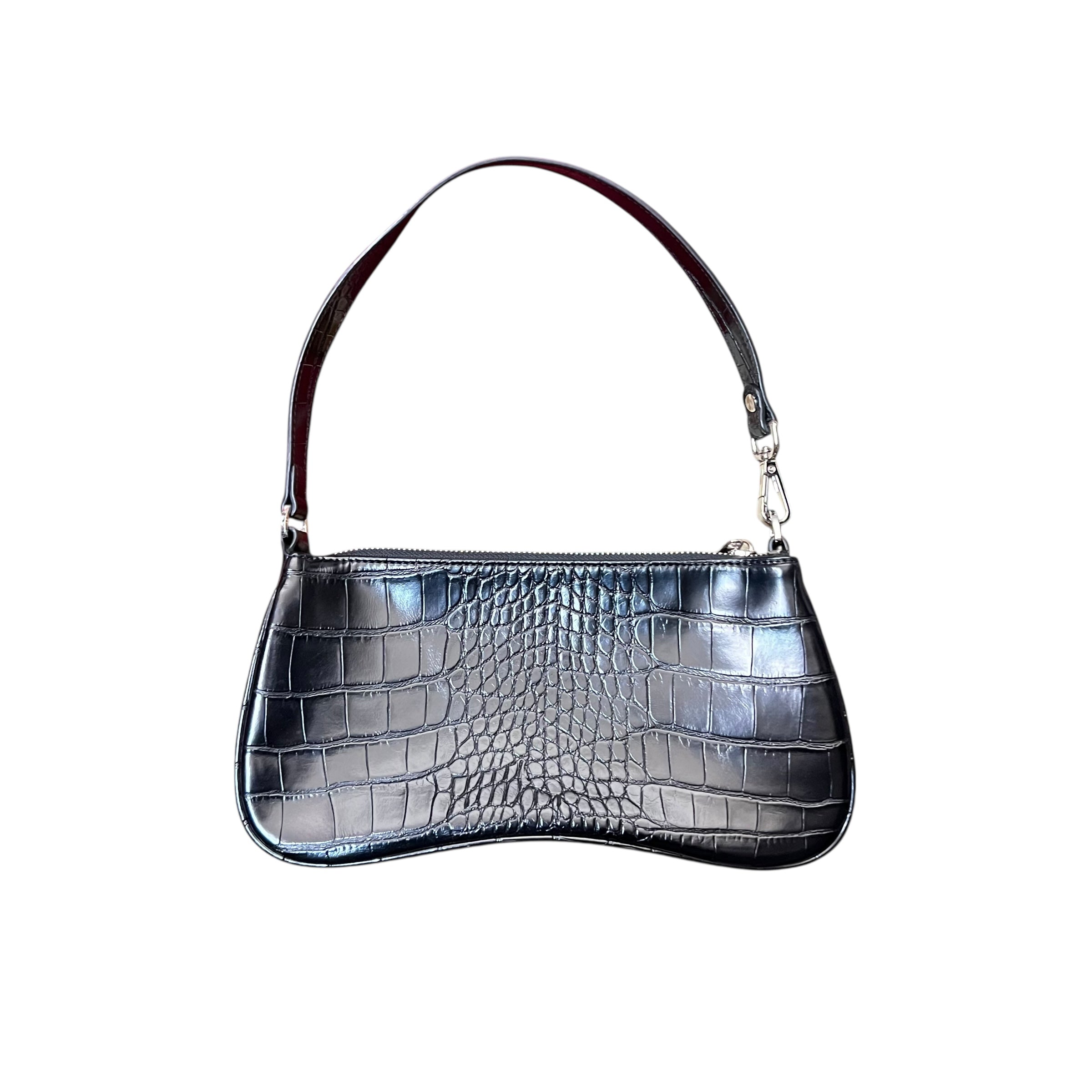 JW PEI Eva Shoulder Handbag Black Crocodile