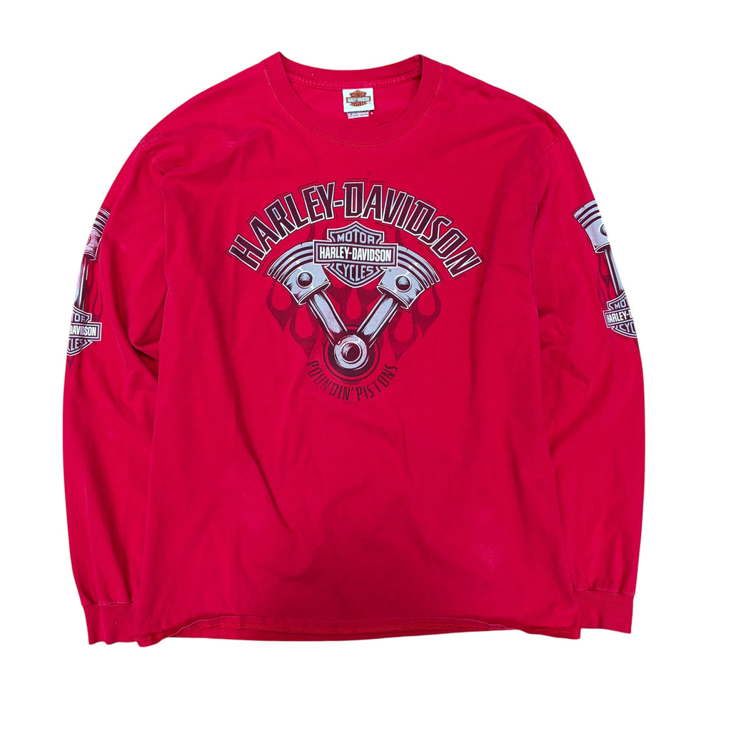 Vintage Harley Davidson Cancun Mexico “Poundin’ Pistons” Longsleeve Red